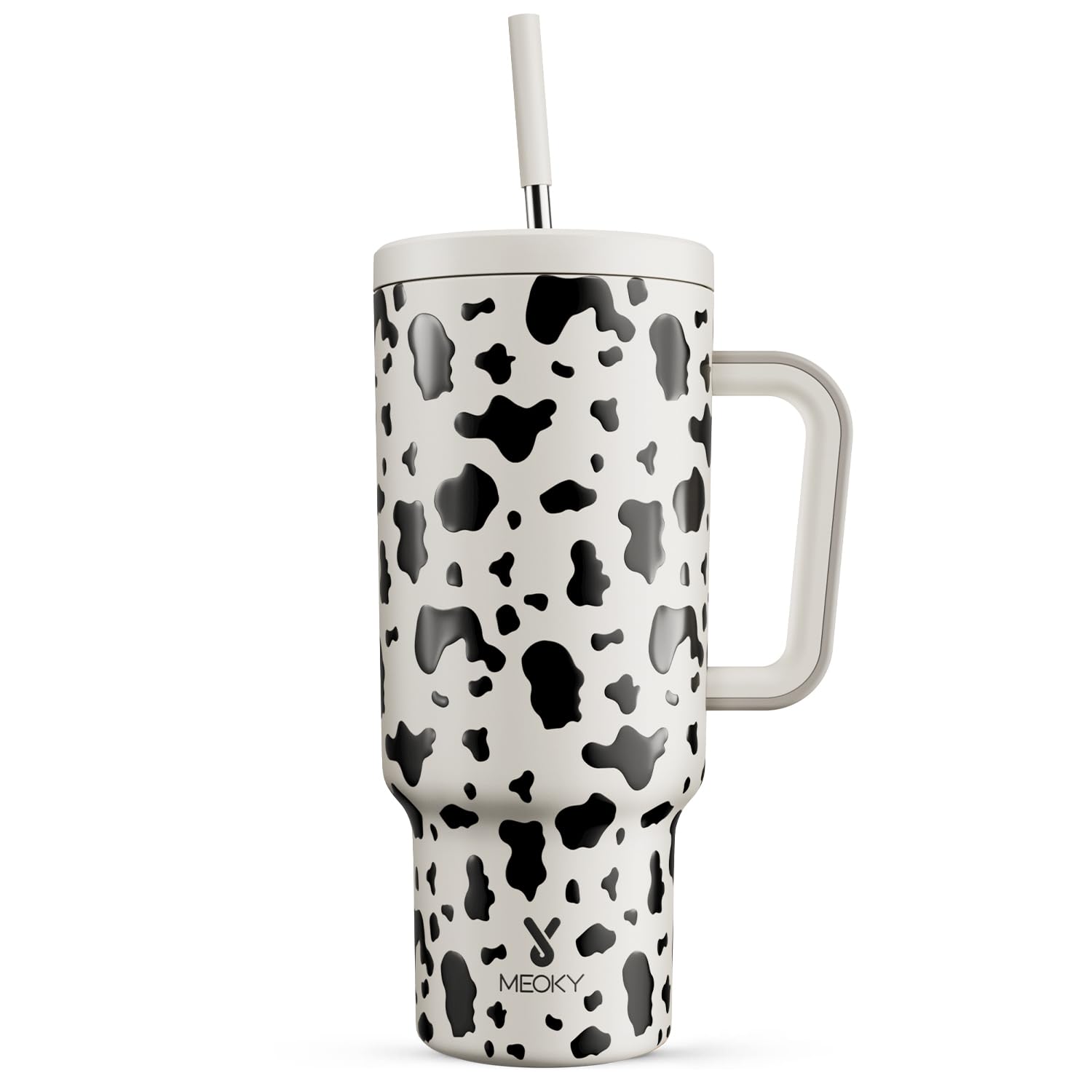 Meoky 40 Oz Tumbler With Handle And Straw, Tumbler With Lid And Straw, Insulated Stainless Steel