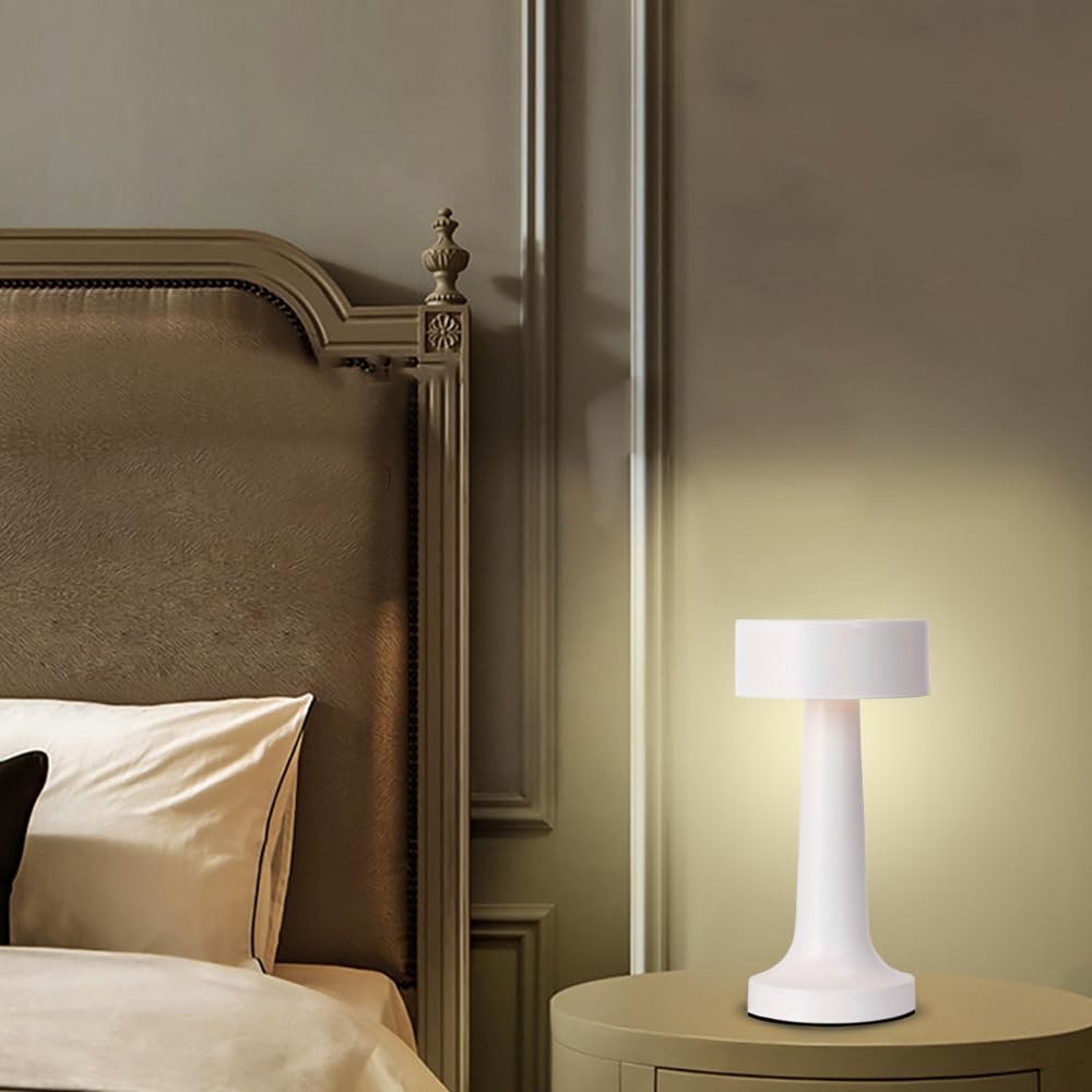 Ejfoiej Portable Led Table Lamp, 3-Levels Brightness Metal Desk Lamp, 3 Color Touch Control Rechargeable Night Light