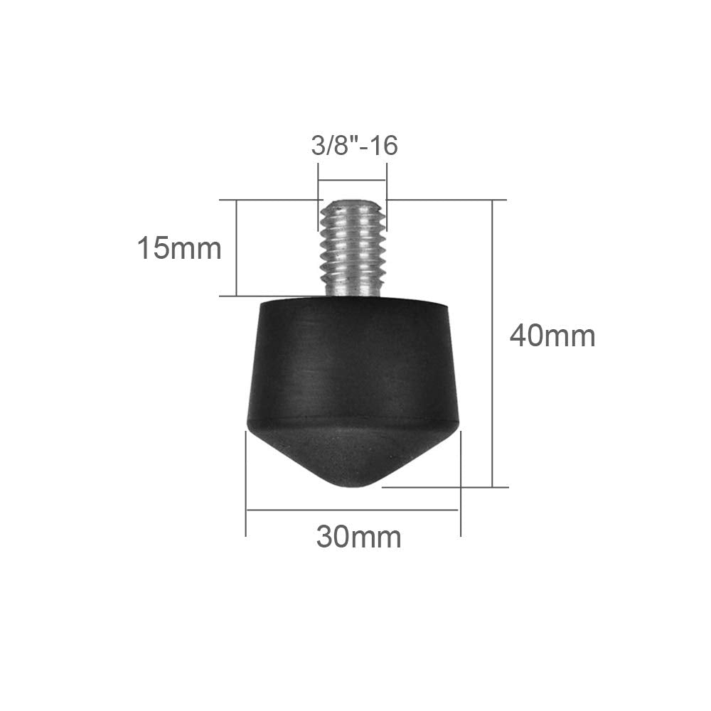 Foto&Tech Universal Anti-Slip 3/8" Rubber Foot Spike Compatible With Andoer Benro Gitzo Induro Kingjoy Manfrotto Weifeng Rrs 3/8"-16 Thread Tripod Monopod On Smooth Uneven Surface 30Mm X 40Mm (3 Pcs)