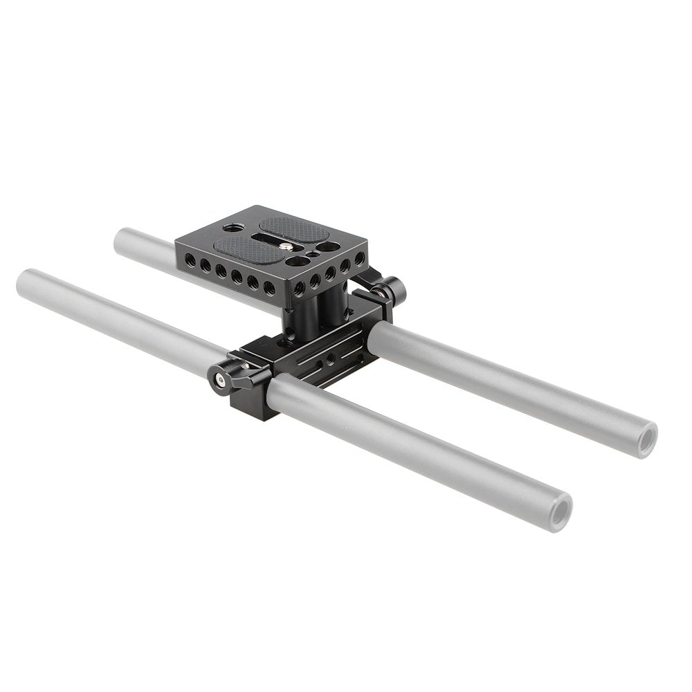 Camvate Dslr Baseplate Mount With Railblock Height Riser For 15Mm Rail Rod Support System - 1237