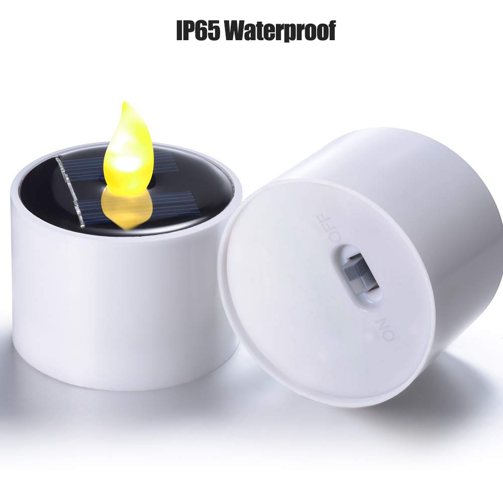 Soulbay 6Pcs Solar Power Tea Lights Outdoor Candle Flameless Flicker Ip65 Waterproof Rechargeable Led Candles With Dusk To Dawn Sensor For Lantern Garden Camping Party Home Decorations, 2.3" X 2"