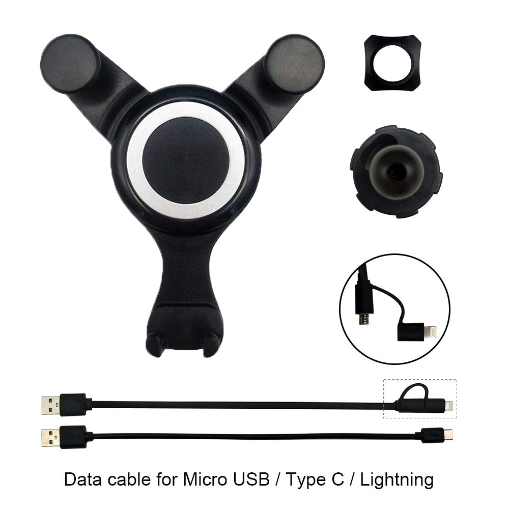 Oyefly Mobile Phone Holder For Smartphone, Gps & Tablet  Compatible With Smart Model 453 Forfour Fortwo  360 Adjustable For Optimum Visibility  Car Phone Holder (Black)