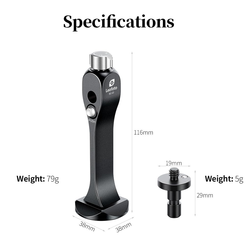 Leofoto Bc-03 Binocular Adapter, Universal Binocular Stud, Safety Lock, 1/4" Mounting Thread, Arca Compatible
