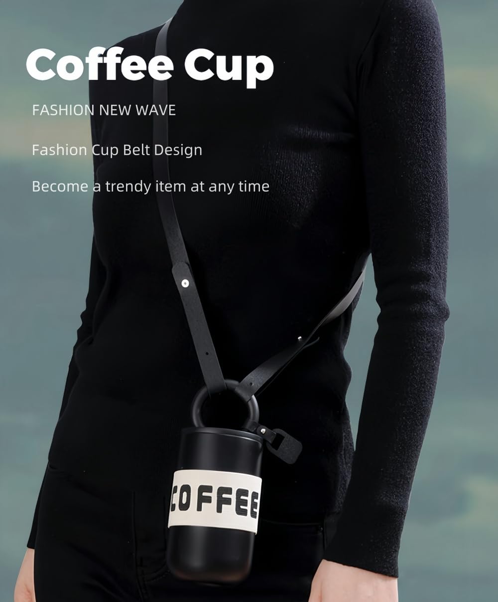 Water Bottle Thermos Bottle, 16 Oz Tumbler Trendy Coffee Cups, Stainless Steel Vacuum-Insulated