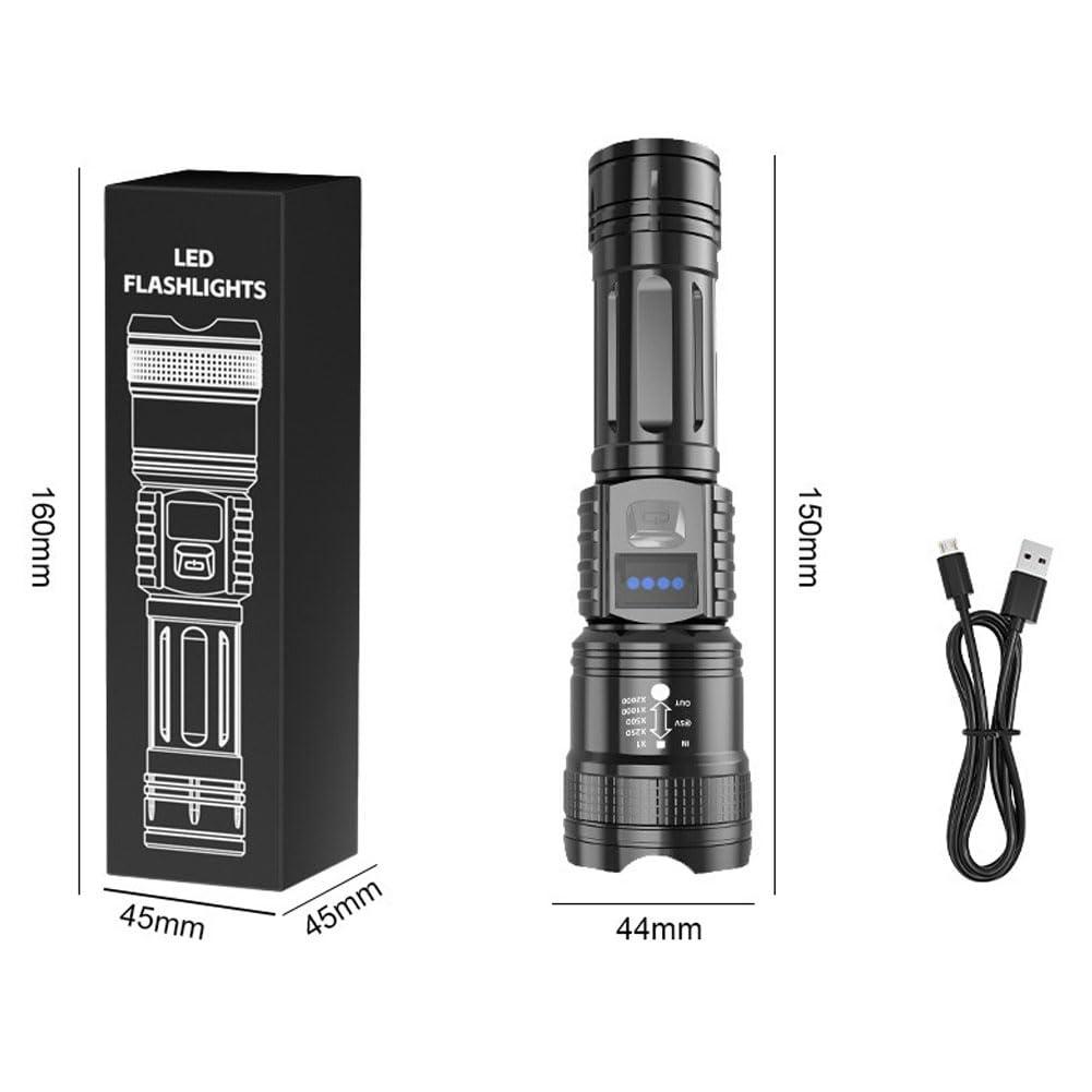 Geistle  The Ultimate Survival Flashlight,Led Rechargeable Flashlights High Lumens,Powerful Super Bright Flash Light With Zoom For Camping,Fishing (A)