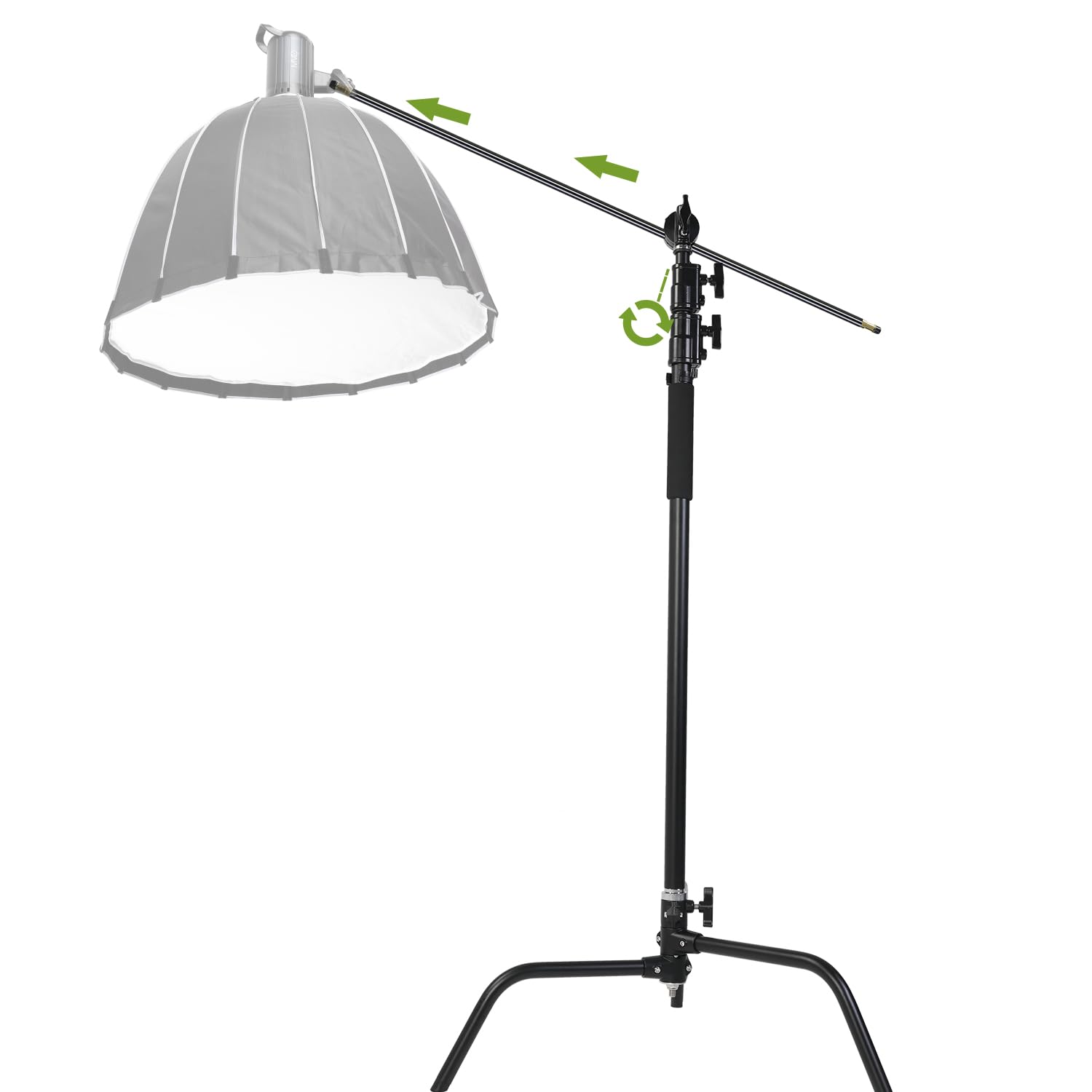 Gvm C320 C Stand Stainless Steel Heavy Duty With Boom Arm, Max Height 10.5Ft/320Cm Photography Light Stand With Holding Arm Load-Bearing 44Lb/20Kg Adjustable Stable Photography Studio Light Shooting