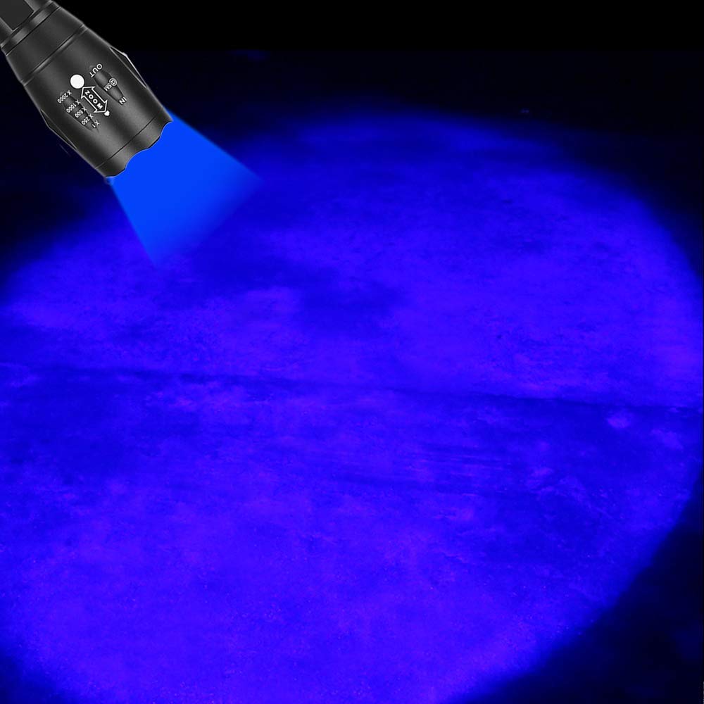 Gaigaimall Blue Light Flashlight Single Mode Zoomable Waterproof Led Blue Light For Night Deer Hunting Fishing, 2 Pack