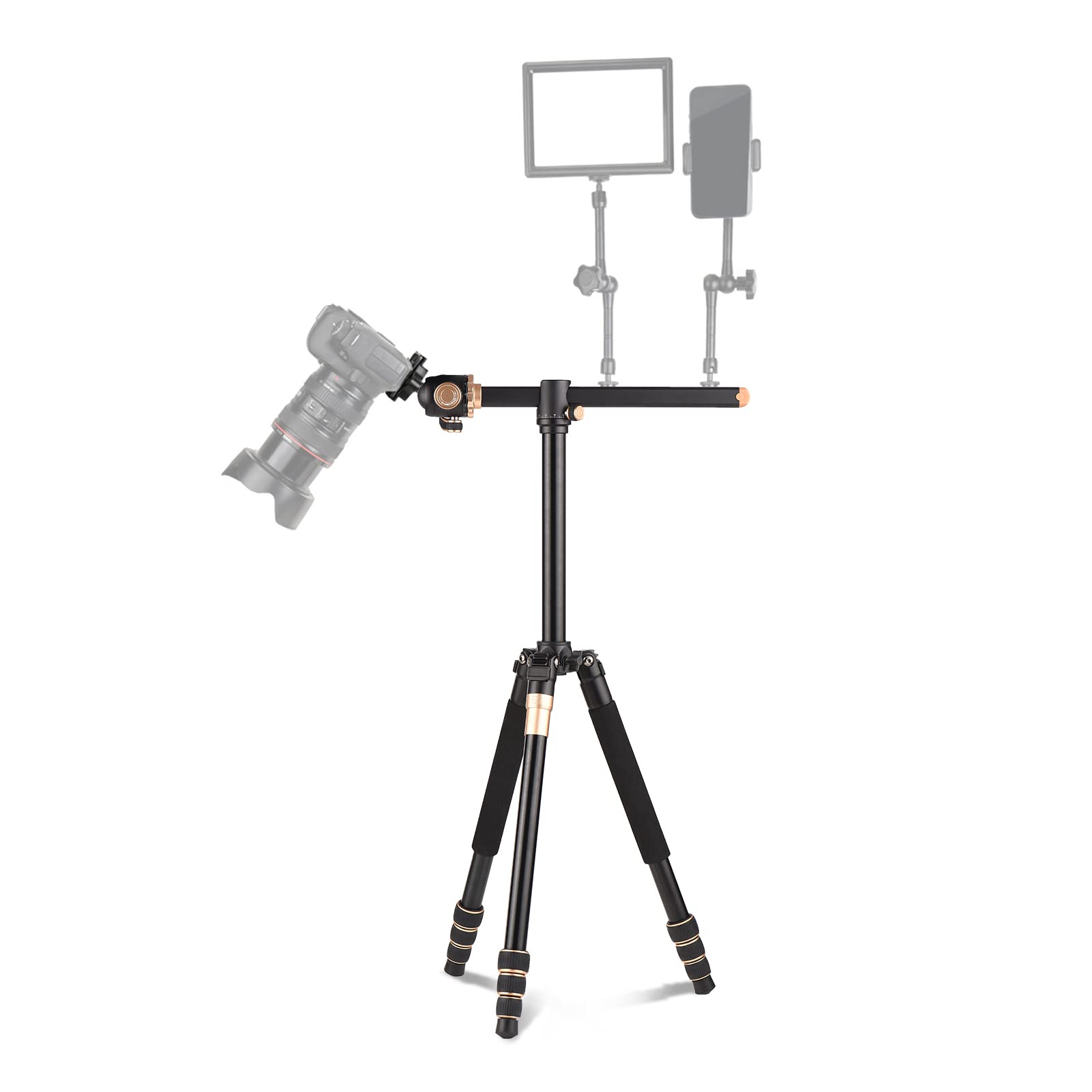 Andoer 184Cm Portable Photography Tripod Horizontal Camera Tripod Stand Monopod Aluminum Alloy 8Kg Load Capacity With 360° Rotatable Ballhead Carrying Bag For Dslr Camera Camcorder Smartphone