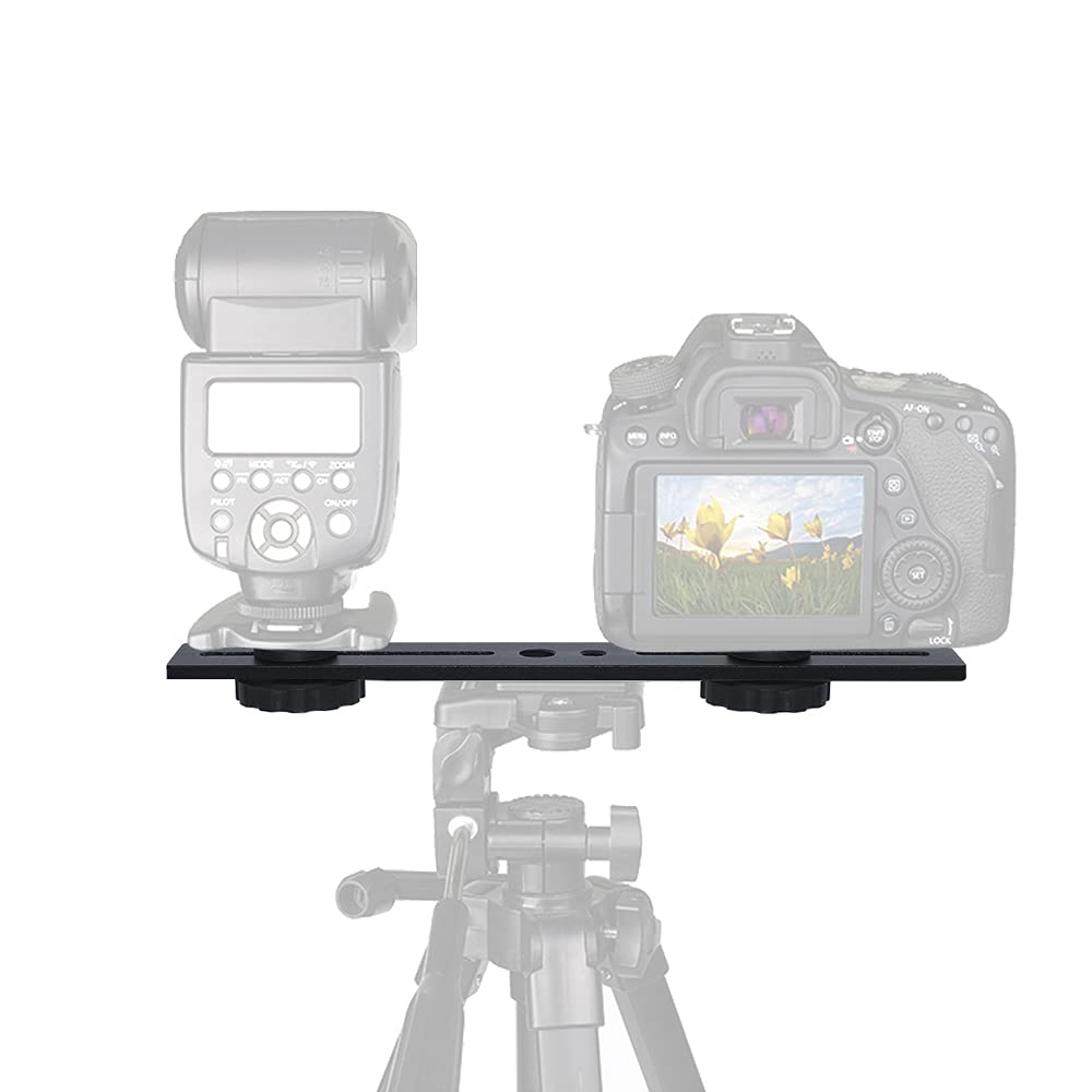 Zeetain 8"/20Cm Dual Speedlite Camera Mount Tripod Bracket Flash Extension Bar, Led Video Light, Dslr Flash Light