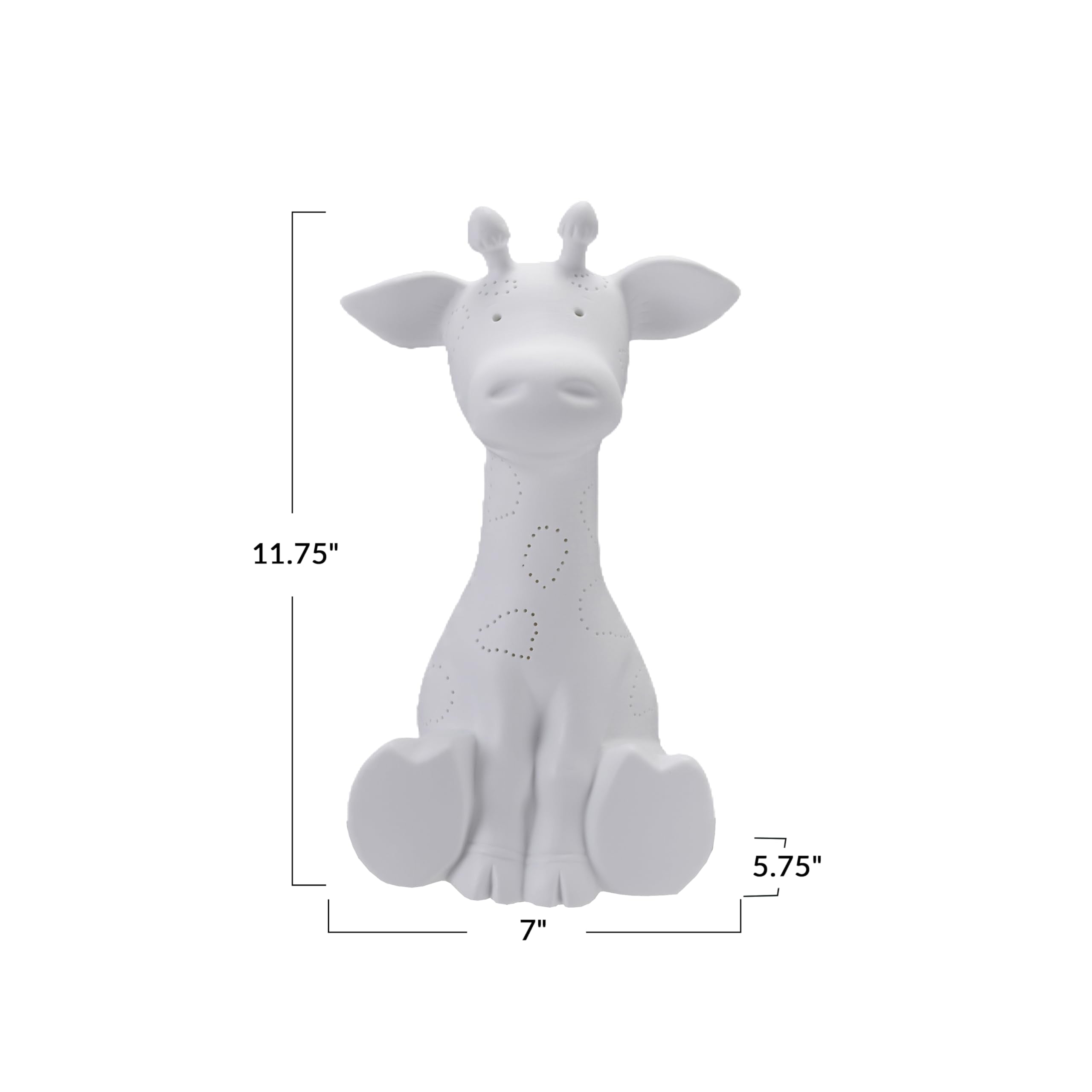 Creative Co-Op Stoare Giraffe Shaped Lamp With Inline Switch, Bisque White
