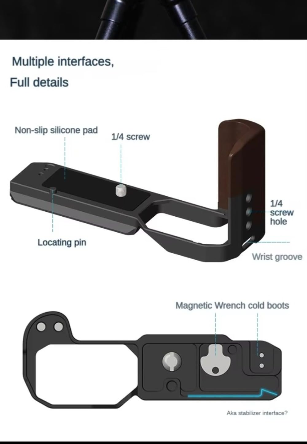 M-Remote Wooden Handle Special L-Shaped Board Is Suitable For Nikon Zf Camera Dslr Somehow Extend Accessories Arca Swiss Tripod (Silver)