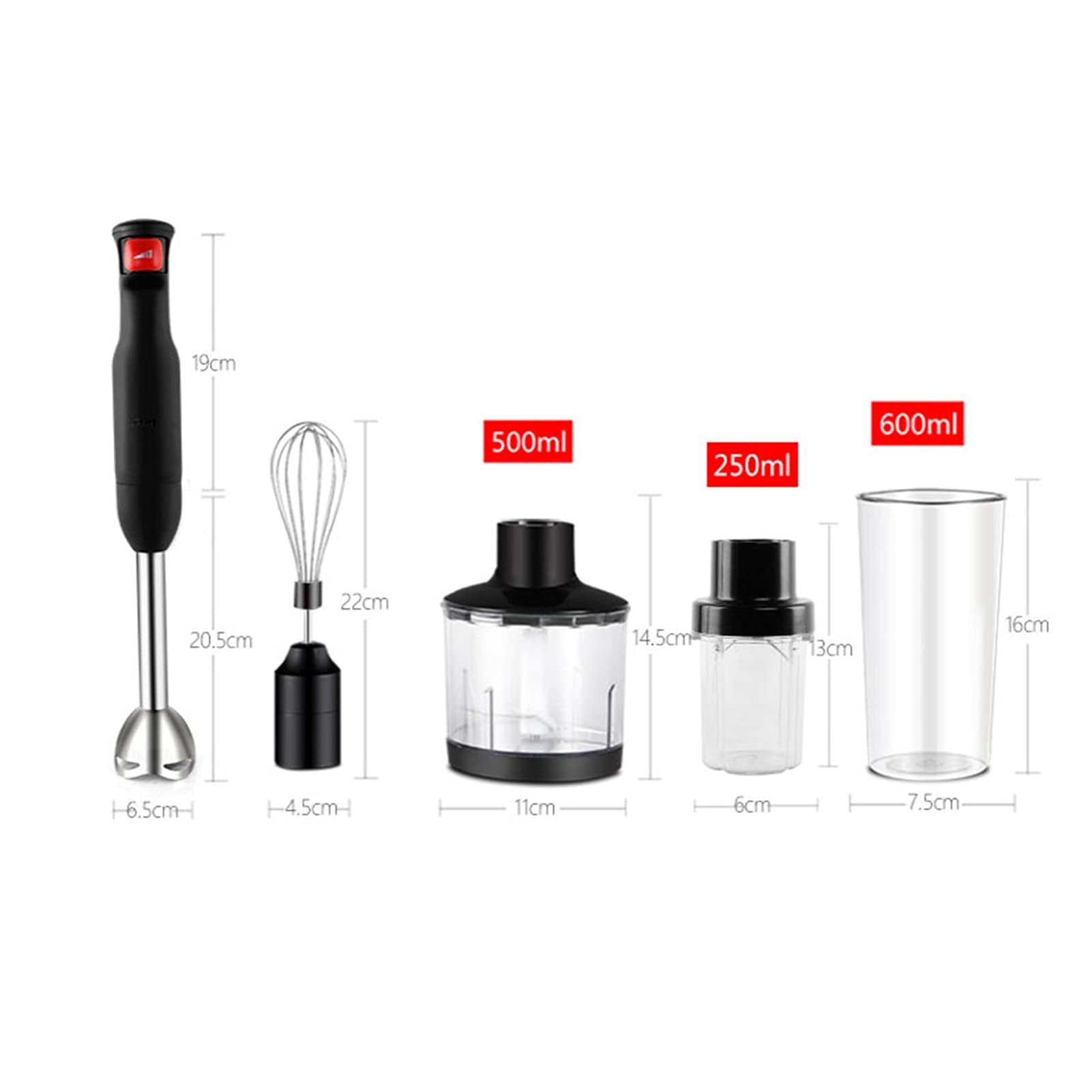 Hhwksj 500 Watt Immersion Multi-Purpose Hand Blender Heavy Duty Copper Motor Brushed 304 Stainless Steel With Whisk, Milk Frother Attachments