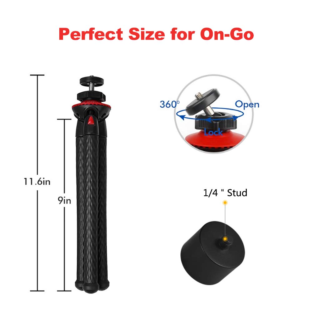 Lammcou Camera Tripod Flexible Mini Small Travel Lightweight Bendy Selfie Gorrila Tripod For Dslr Camera Vlogging Video Camera Action Camcorder Webcam Projector Ring Light Accessory Trípode