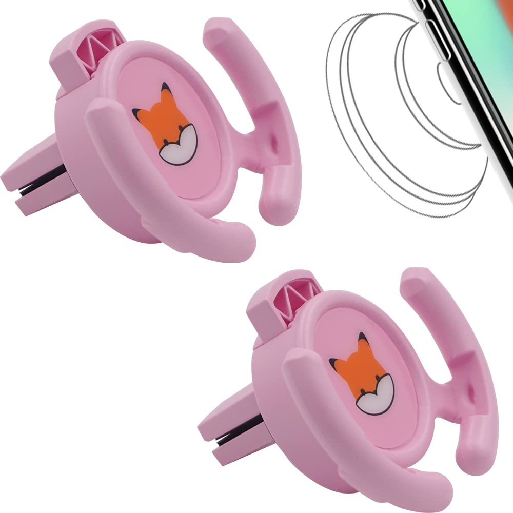 Homefox Car Vent Mount Holder 2 Pack - Compatible With Popsocket - Car Mount Made For Pop Socket Grips Collapsible Phone Holder For Pop Mount With Secure Ac Vent Clip, Horizontal Air Vent Only (Pink)