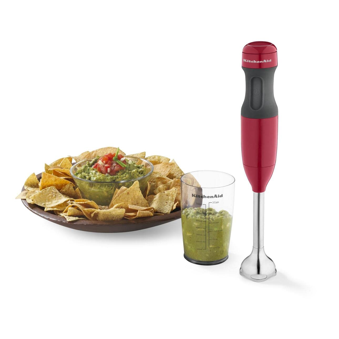 P L-Ra 2-Speed Hand Blender Empire Red (1) Dishwasher-Safe Blender Arm (1) Blending Jar With Lid Color: Empire Red Empire Red Blade Material: Stainless Steel Number Of Speeds: 2-180 W