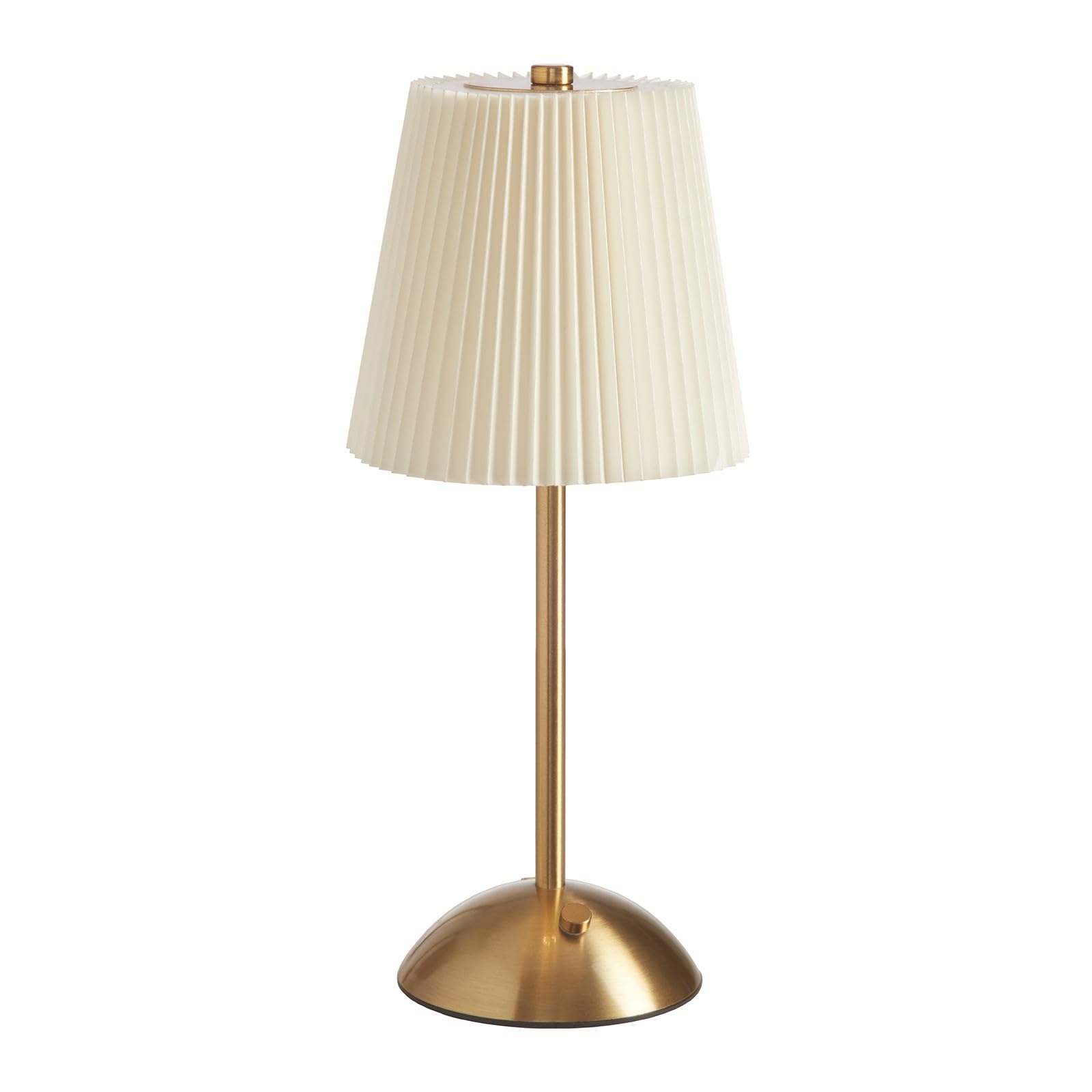 Fsaox Portable Cordless Table Lamp, Fabric Shade Desk Lamps, 3000Mah Rechargeable Battery Operated Light, 3Color Dimmable Touch Lamp For Dining Room, Living Room, Bedroom, Bedside, Kitchen, Bathroom (Brass)