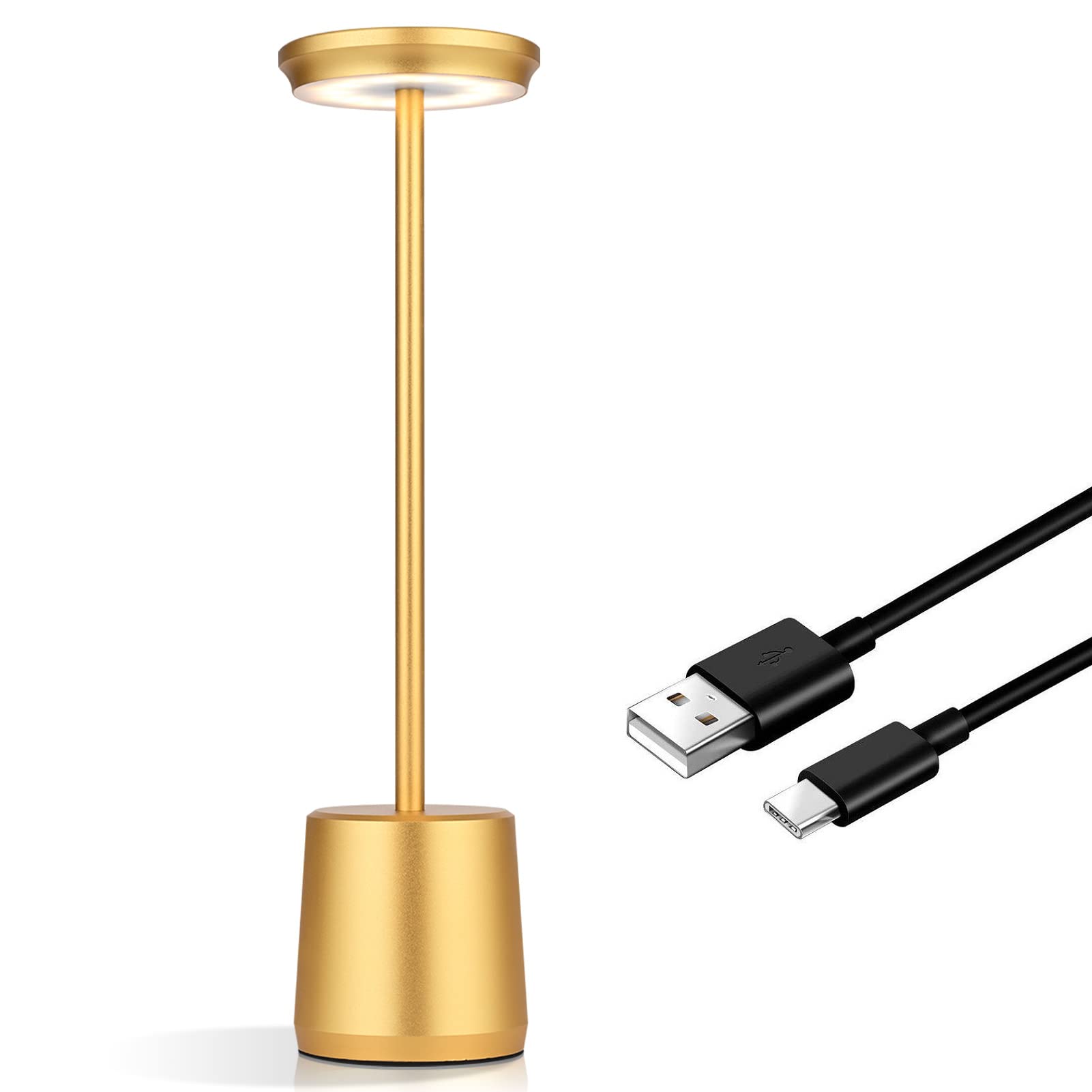 Geramexi Rechargeable Cordless Table Lamp, Outdoor Portable Battery Operated Desk Lamps 3-Levels Brightness Wireless Powered Small Night Light, 5000Mah Battery Operated Dimmable Table Light For Bedroom Bars