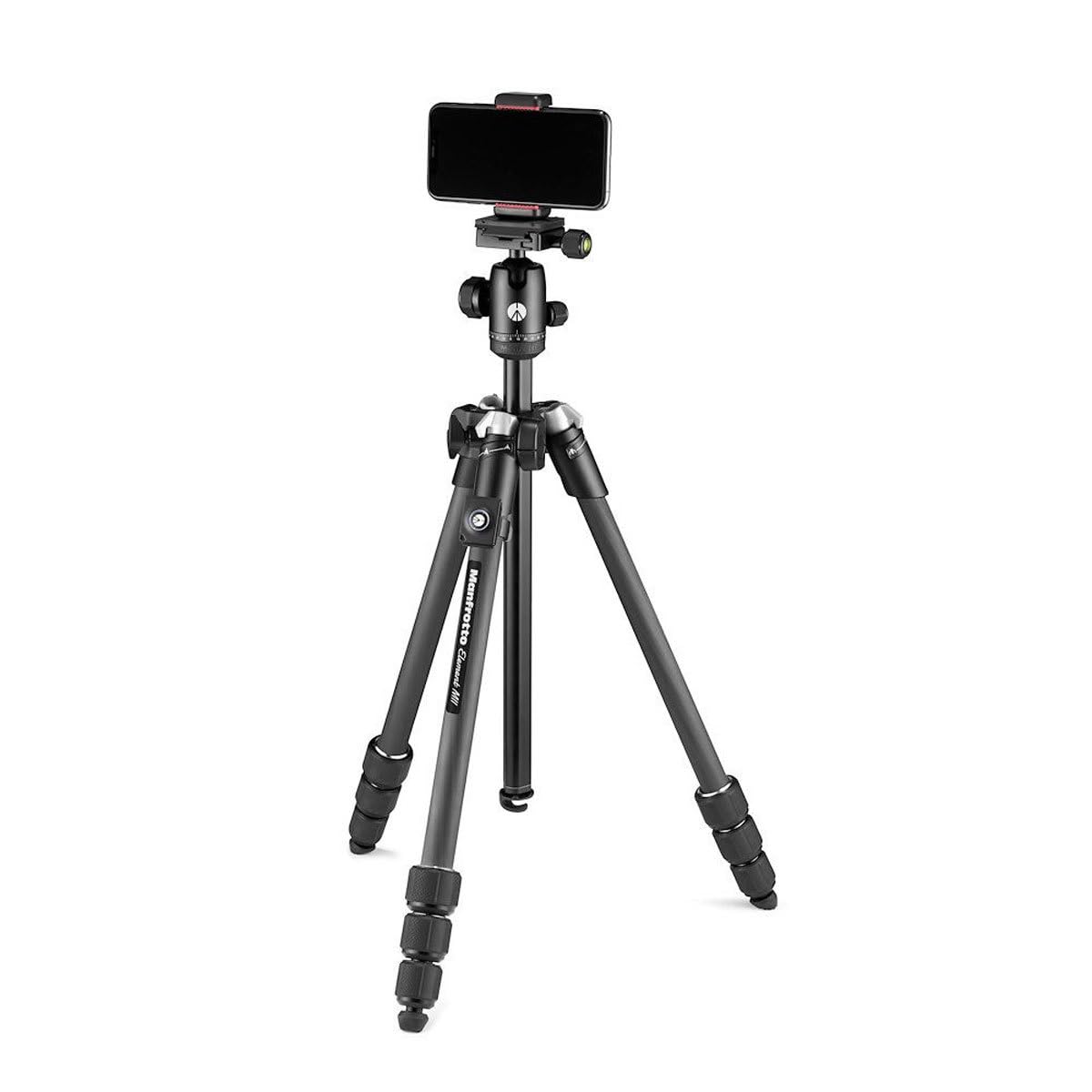 Manfrotto Element Mii Mobile Bluetooth Mkelmii4Bmb-Bh, Lightweight Aluminium Travel Tripod, With Carry Bag, Arca-Compatible Ball Head, Load Up 8Kg, For Dslrs, Cscs, Compact Cameras And Smartphones