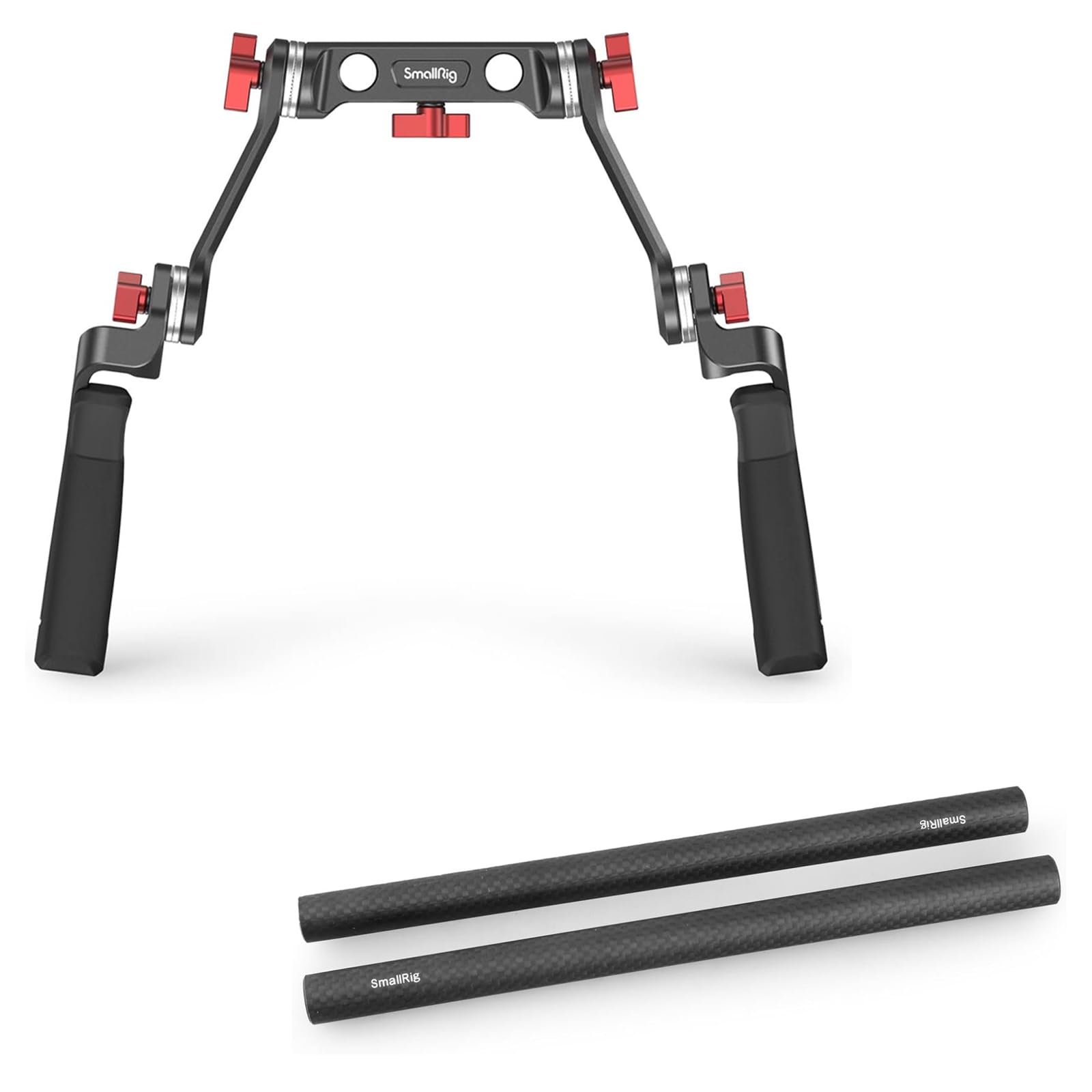 Smallrig Rosette Handle Kit With Rosette Extension Arm For Camera Shoulder Rig Support + 15Mm Carbon Fiber Rods (9 Inch) For 15Mm Rod Rail Support System