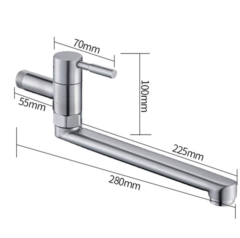 Hausadler Single Cold Water Bar Kitchen Sink Faucet Stainless Steel Brushed Rotatable Washing Tap, Garden Outdoor Faucets