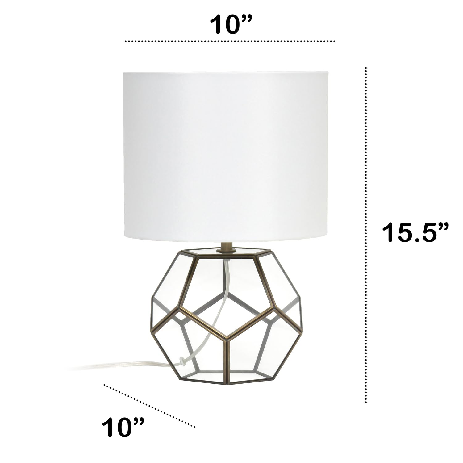 Homestock Artisanal Artistry Transparent Octagonal Table Lamp, Brass