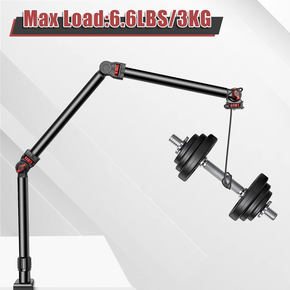 Foutoukeep Overhead Camera Mount With 1/4“ 3/8" 5/8" Screws, Adjustable 3-Section Camera Desk Mount With 180° Range & 360° Base Dslr Camera Stand
