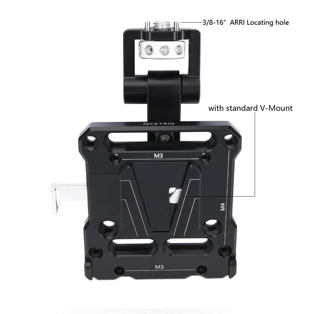 Niceyrig V Mount Battery Plate Kit With Magic Arm, Adjustable Angle Quick Release V-Lock Plate For Camera Cage, Top Handle, 15Mm Rod Clamp - 701