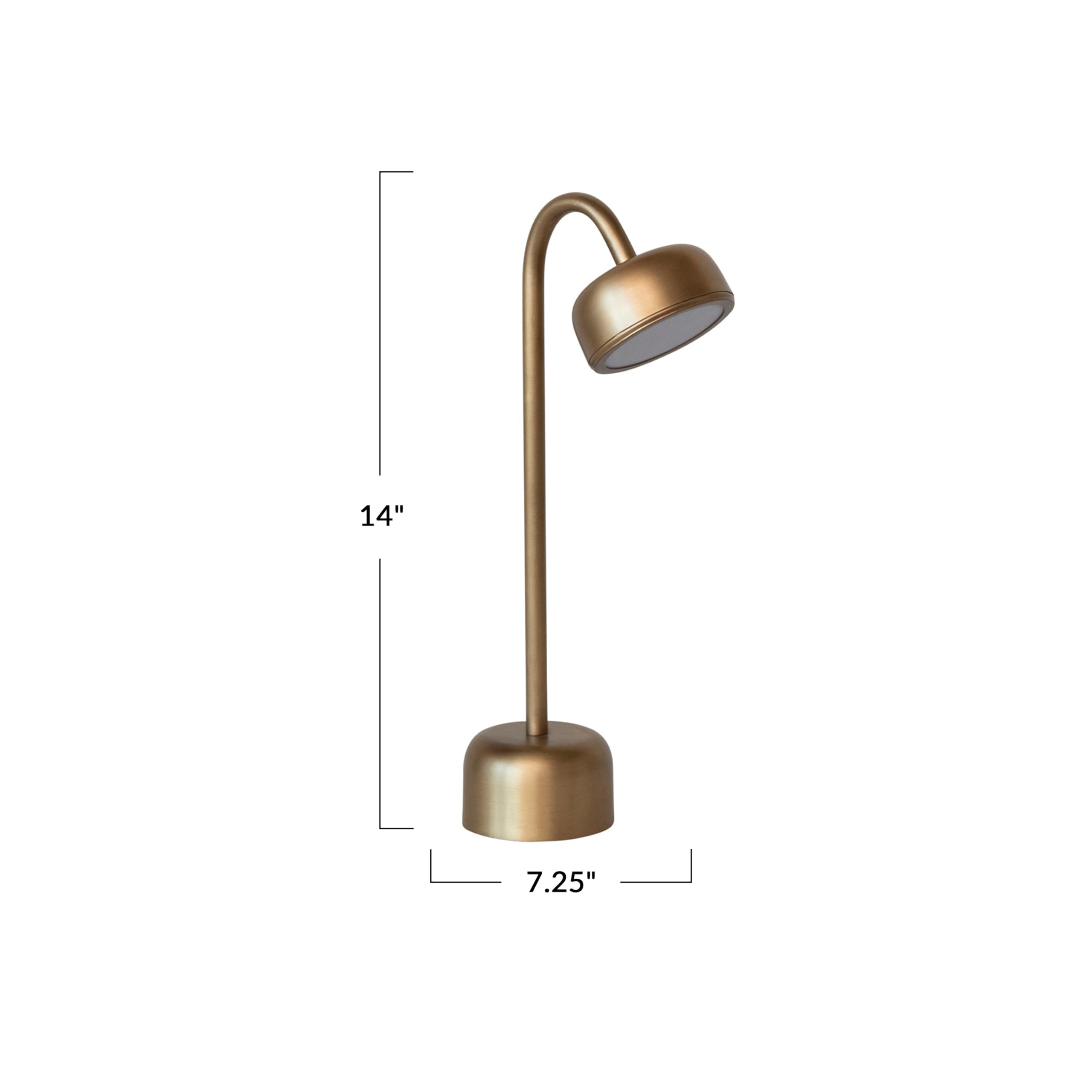 Creative Co-Op Metal Led Table Lamp With Touch Sensor And Adjustable Head In Antique Brass Finish, Gold