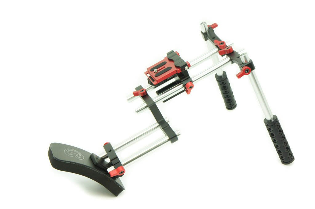 Kamerar Socom Dual Grip Video Stabilization Shoulder Rig Filmmaker Kit W/ 15Mm Rail System And Comfortable Soft Rubber Shoulder Pad For Bmpcc, Dslr Sony Canon Nikon Cameras Video Camcorders