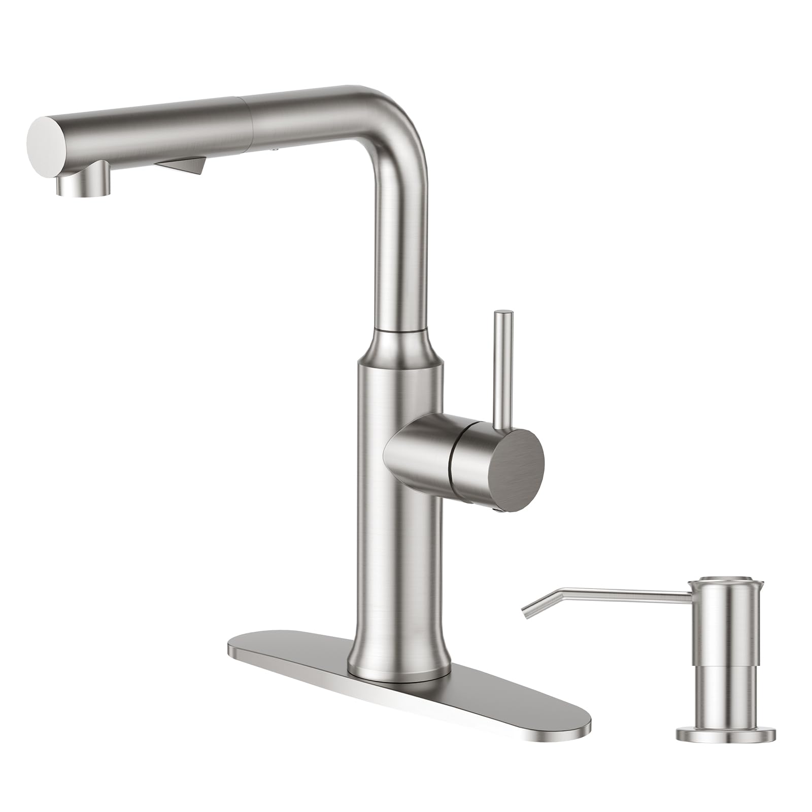 Crea Kitchen Faucet With Soap Dispenser,Kitchen Faucets With Pull Down Sprayer,Bar Sink Faucet Single Handle Right Angle Brushed Nickel Stainless Steel Commercial Rv Uitility Laundry Faucet