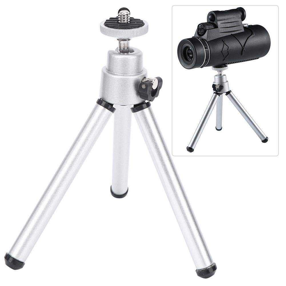 Alomejor 3Pcs Telescope Tripod Aluminium Alloy Silver Stoving Varnish Lightweight Mini Foldable Pocket Telescope Tripod