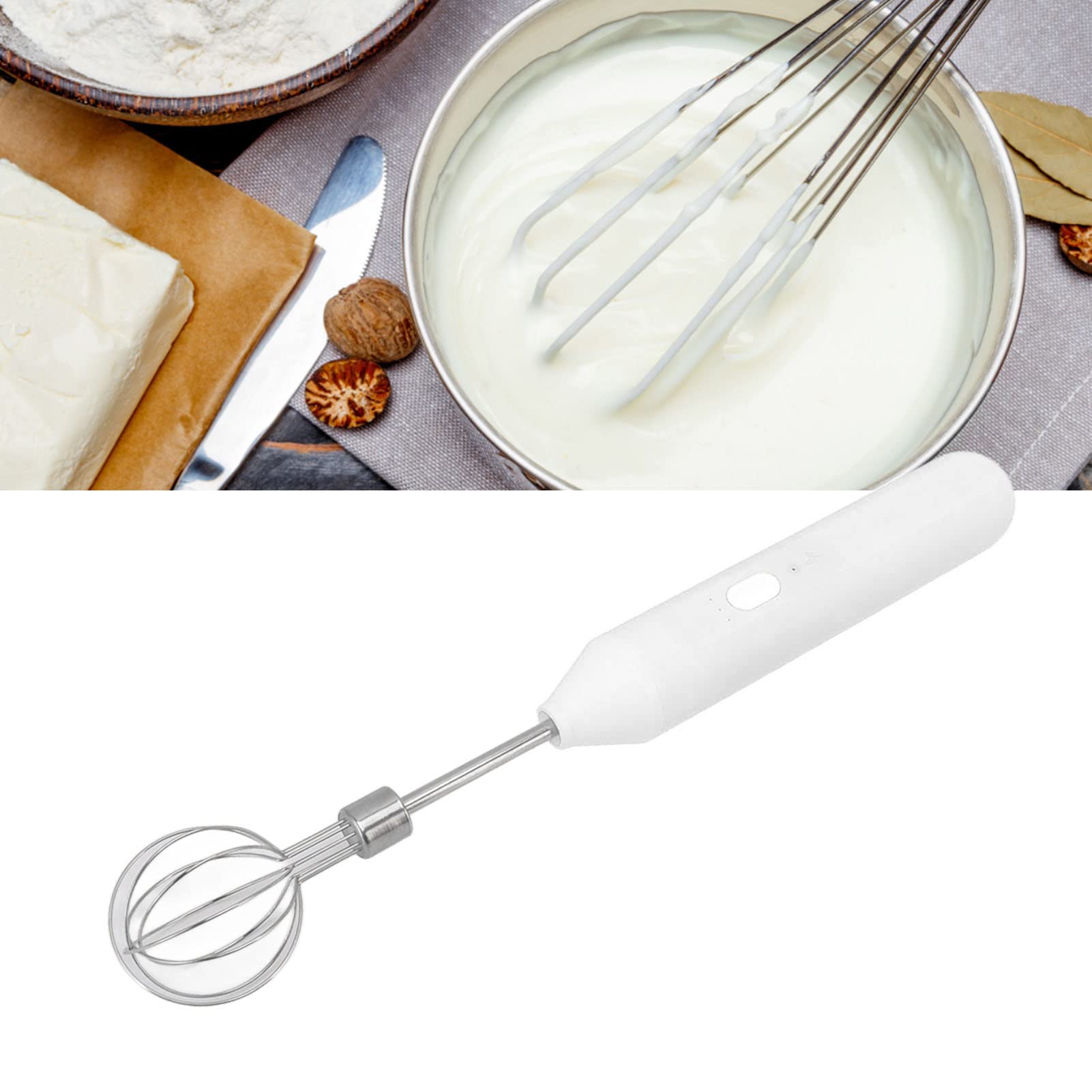 Gigicial Electric Hand Blender, Three Different Speeds, Coffee Blender For Cappuccino, Matcha And Eggs (White)