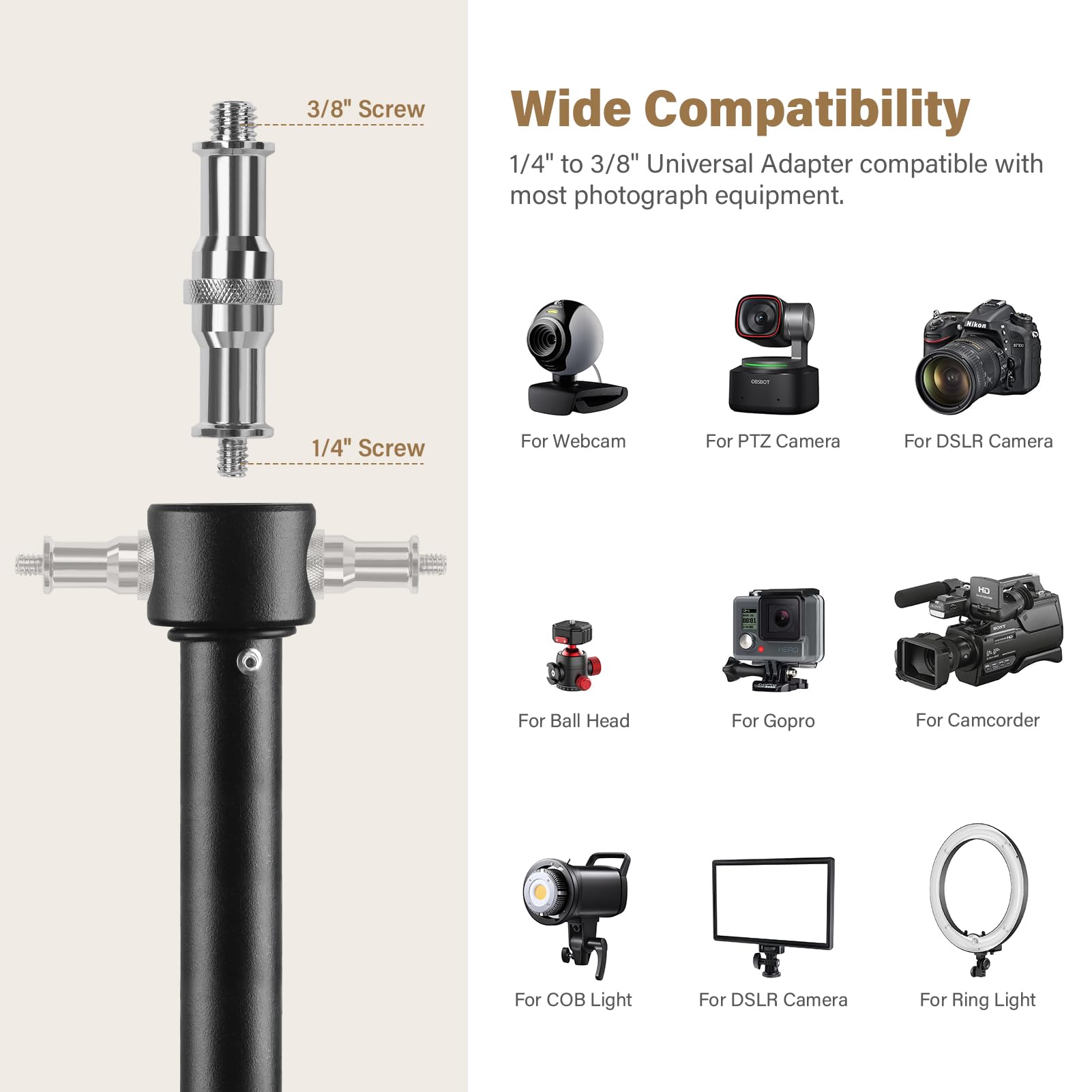 Sdfghj 16.4' Heavy Duty Extreme Tall Video Camera Sports Tripod Stand, 16.4Ft/500Cm Sky High Tripod Light Stand With 1/4"& 3/8" Screw Adapter, Non-Slip Feet Wind Resistant, For Soccer/Basketball Games