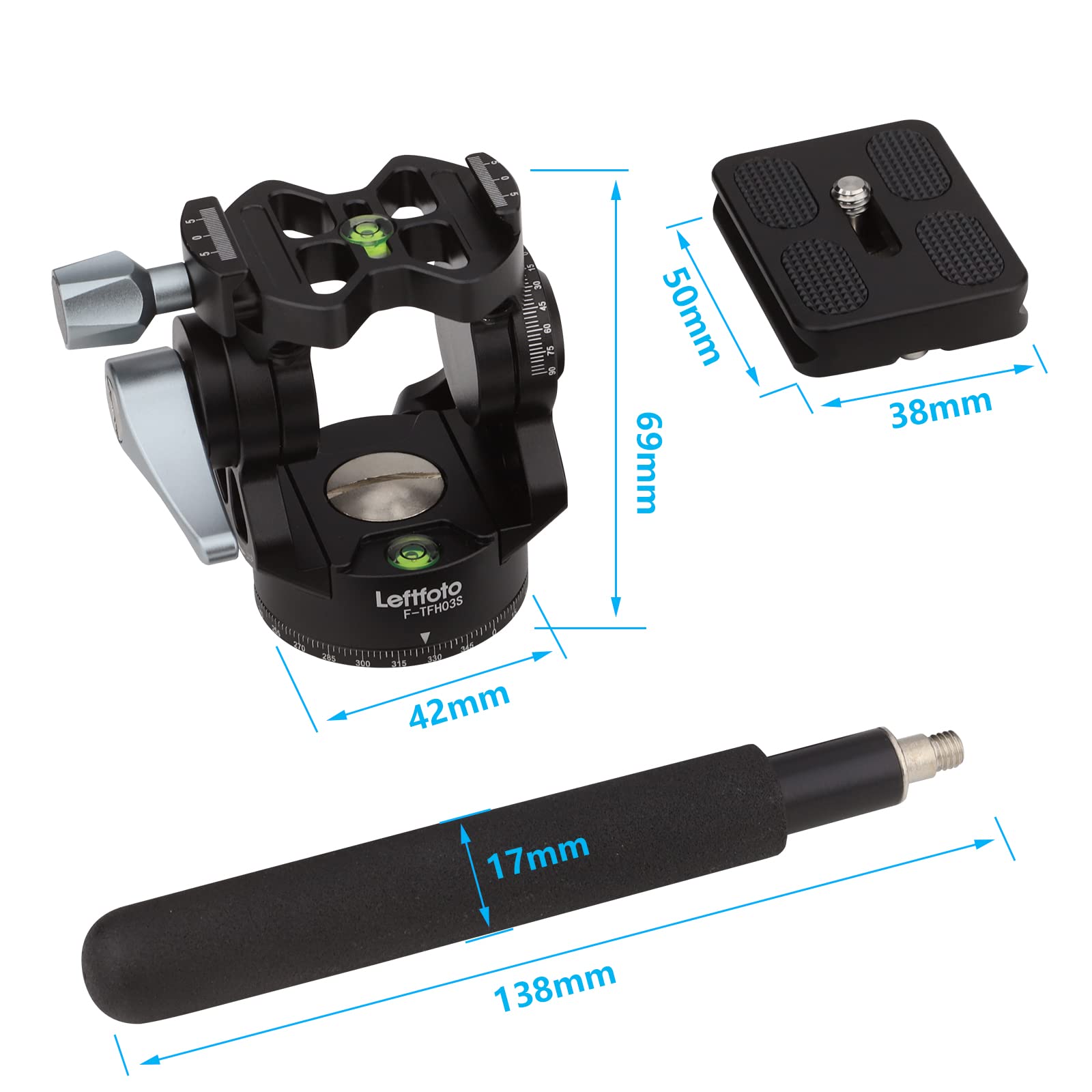 Leftfoto Video Tripod Fluid Head With Arca Plate,Lightweight Panorama Base Head For Dji Rs2/3 Gimbals Compact Video Cameras And Dslr