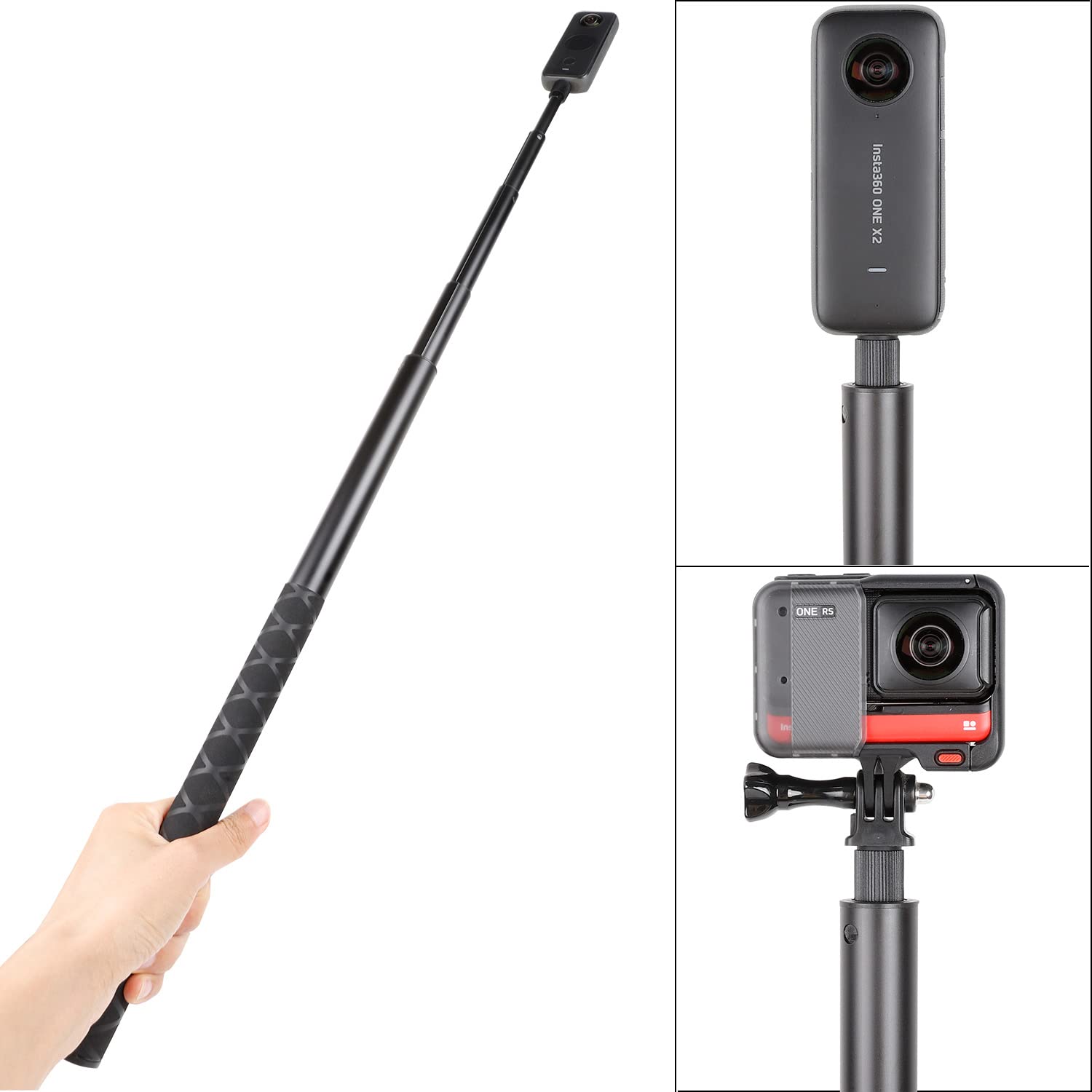 Pellking Long 77Inch Invisible Selfie Stick For Insta360 One X5,X4, X3, X2, X, Insta360 One R, Rs, Insta 360 Camera 1/4" Extended Monopod Pole