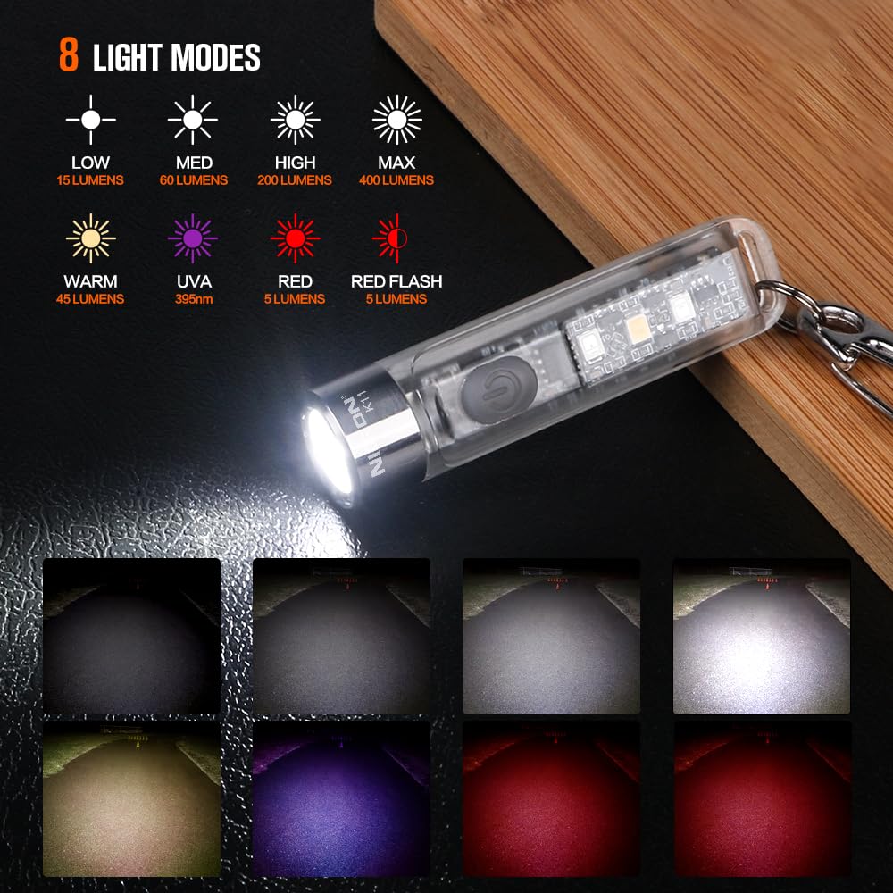 Nicron K11 Rechargeable Keychain Flashlight Lightweight,400 Hight Lumen With Extra 4 Sidelight, Ipx4 Edc Mini Flashlight Be Used For Camping Outdoors Emergency Daiy Use