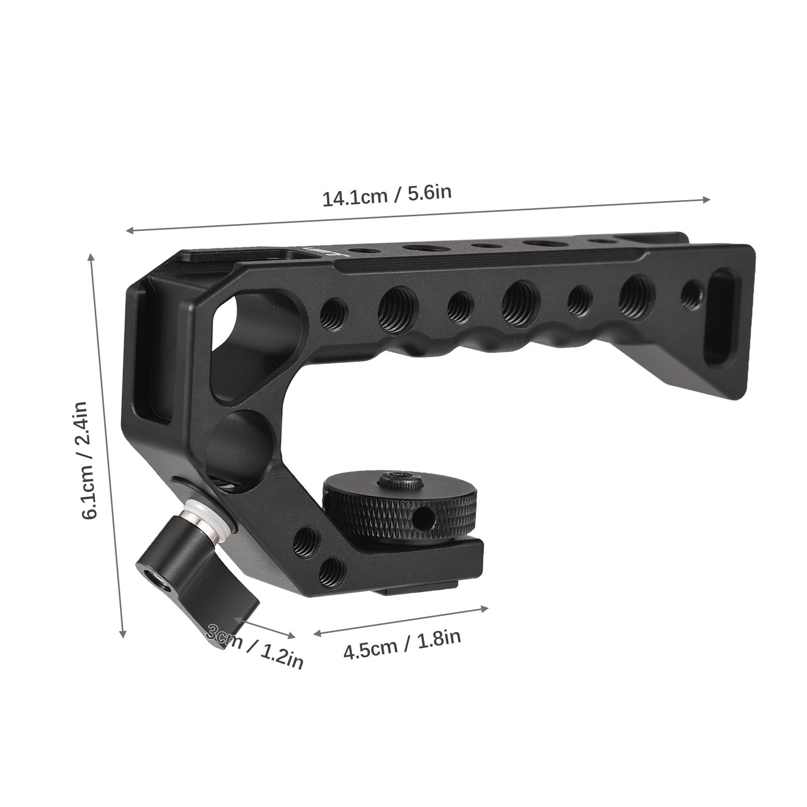 Sunydog Universal Top Handle Camera Top Handgrip With 4 Cold Shoe Mounts Arri Positiong Hole 1/4In And 3/8In Threaded Holes Compatible With Camera Cage Sports Camera For Vlogging Live Streaming