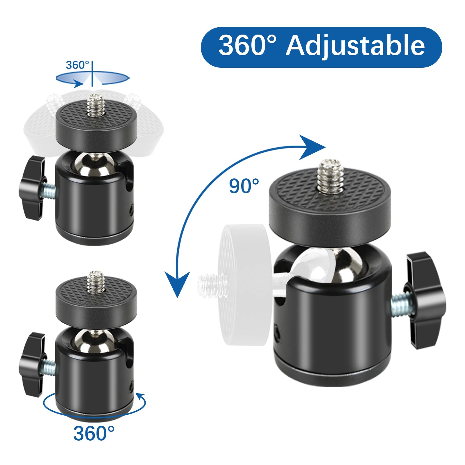 Acuxiaza Mini Ball Head 1/4" Swivel Mini Ballhead Screw Tripod Mount 4 Pack 360 Degree Rotatable Tripod Ball Head Camera Mount Adapter For Trail Camera Hunting Cameras Dslr Cameras Light Stand