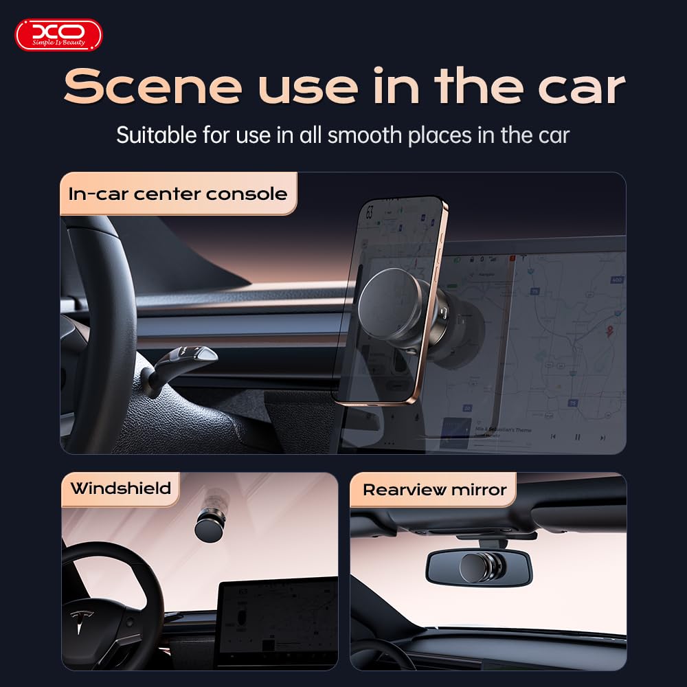 Xo Simple Is Beauty Magnetic Phone Holder, 360°Rotation Car Phone Mount, Electric Vacuum Strong Magnet For Any Smooth Surface Kitchen Mirror Gym,Cell Phone Holder Compatible With Iphone Android ( Not Charging Phone)
