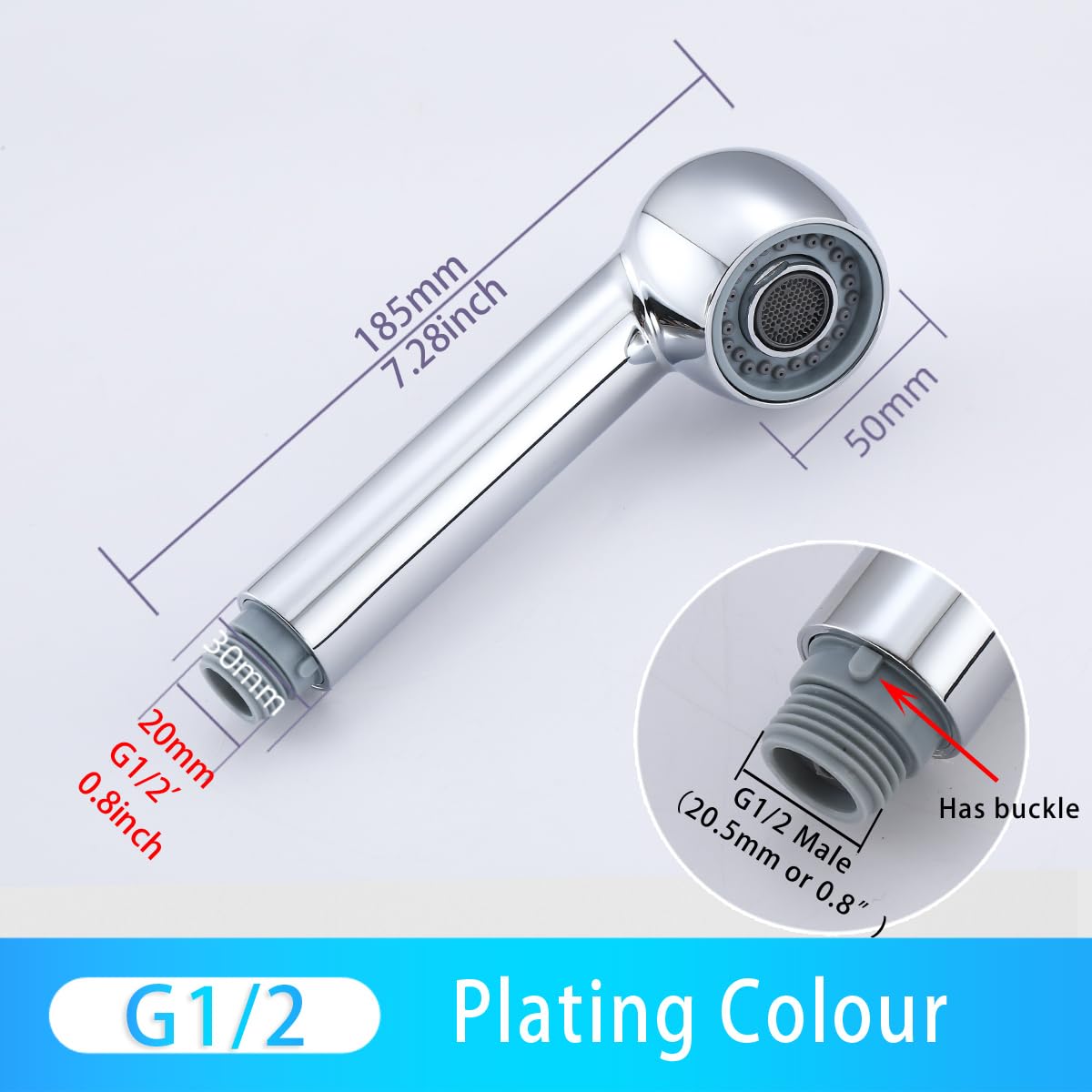 Gnimauhz Kitchen Sink Pull Down Faucet Head Replacement 2-Functions Pull Out Sprayer Head Chrome, (Plating)