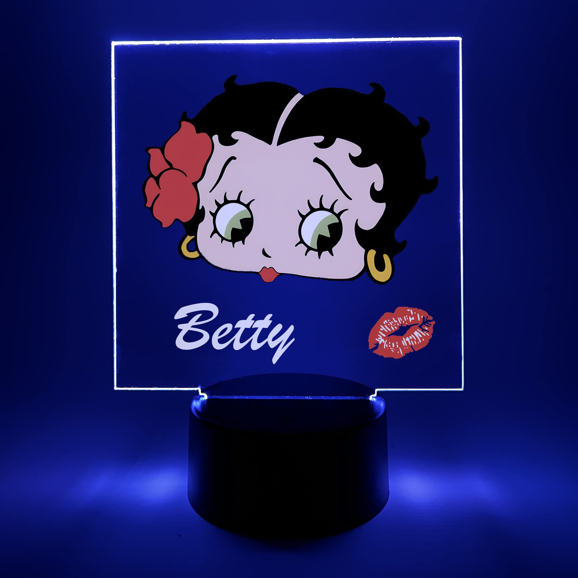Mirror Mania Betty Boop Night Light Up Table Lamp Led Personalized Engraved Made To Order Home Room Decor Sign, 16 Color Options With Remote, A Must Have