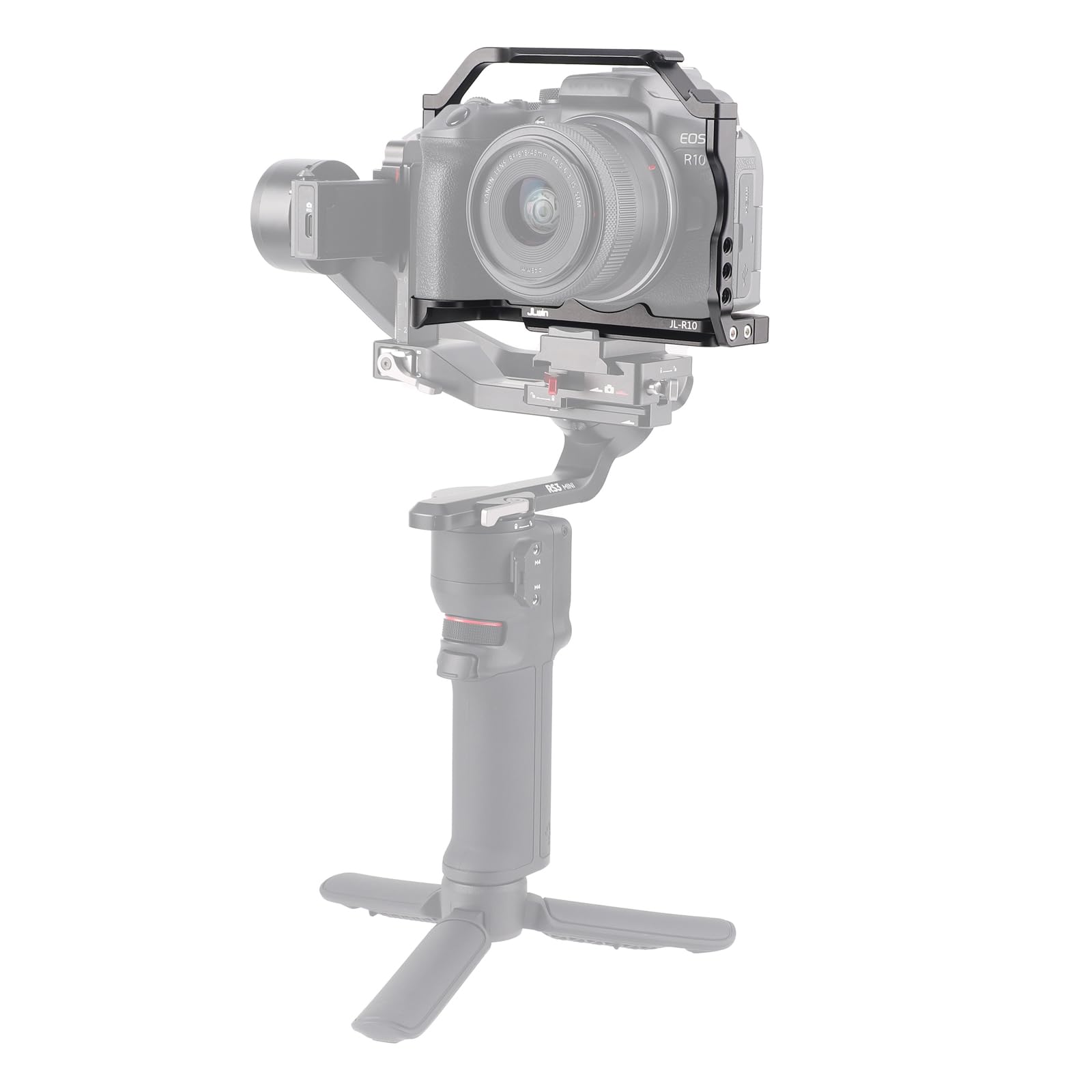 Focusfoto Camera Cage For Canon Eos R10 Mirrorless Camera, Aluminium Video Rig With Nato Rail, Cold Shoe, 1/4" Screw Mouting, 3/8"-16 Locating Pins For Arri Grip, Quick Release Plate For Arca Tripod
