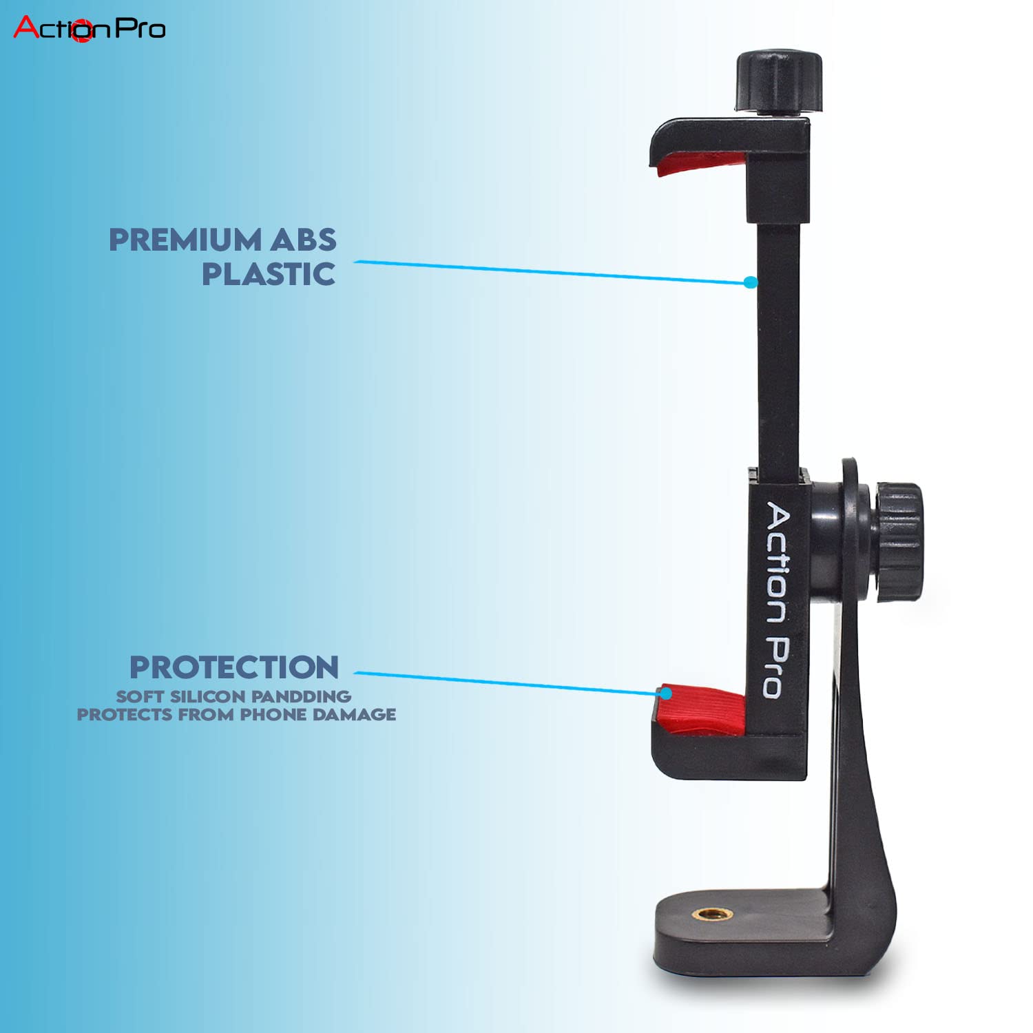 Action Pro 360 Phone Holder/Vertical And Horizontal Tripod Mount Adapter Rotatable Bracket With 1/4 Inch Screw, Adjustable Clip For Iphone, Android Cell Phone, Selfie Stick, Camera Stand