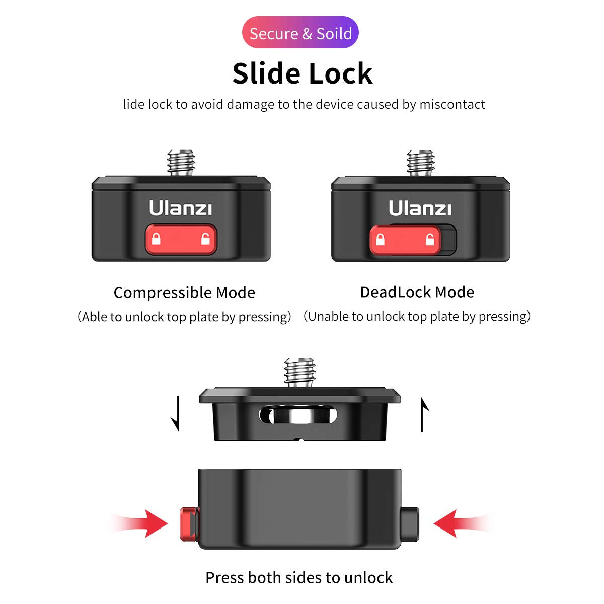 Ulanzi Claw Quick Release Plate Tripod Qr Camera Mount Adapter, Quick Setup Kit With 1/4'' Screw For Canon/Sony/Nikon Cameras/Zhiyun/Feiyu/Dji/Moza Stablizers Switch Between Tripod/Monopod/Slider