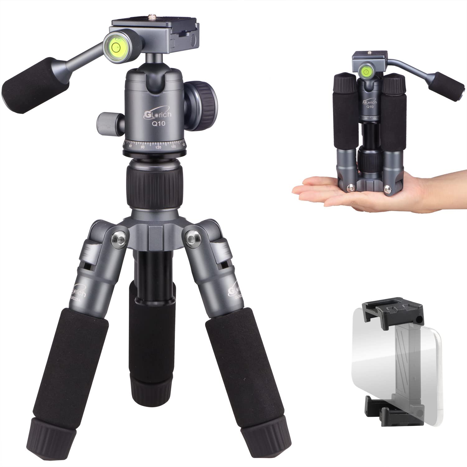 Glorich Portable Tabletop 20” Mini Tripod With 360 Degree Ball Head, Aluminum Alloy Small Travel Desktop Tripod Max Load 13 Lbs Compatible With Dslr Camera Sony Canon Nikon Video Camcorder Phones