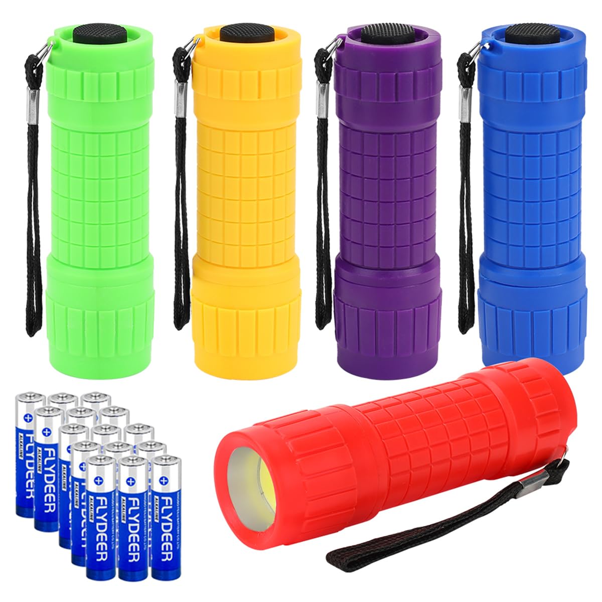 Kunhe 5 Pack Plastic Small Mini Led Flashlight Cob Flashlights For Kids 100 Lumen With Batteries High Cri For Bright Flash Light Christmas  Stocking Stuffers