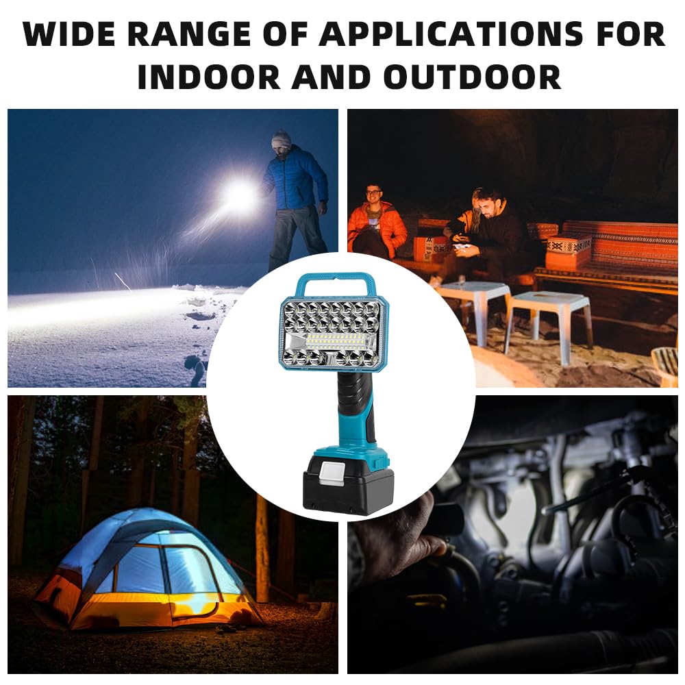Xidenauqsh 18W Light For Makita 18V Battery, Cordless Led Work Light With 3 Brigntness Modes, 2000Lm Portable Flashlight With Usb Port And 90 Degree Adjustable Head, Work Light For Indoor Outdoor Use(Only Tool)