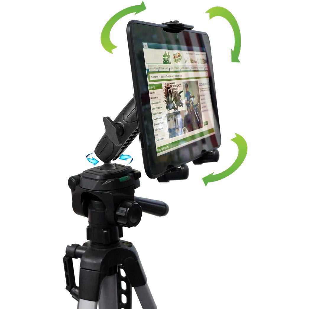 Chargercity Universal Hdx Tablet Camera Zoom Video Record Periscope Conference Tripod Holder Mount With Dual 360° Swivel Adjust Joint Compatiblewith Tablets Apple Ipad Pro Air Mini, Galaxy Tab