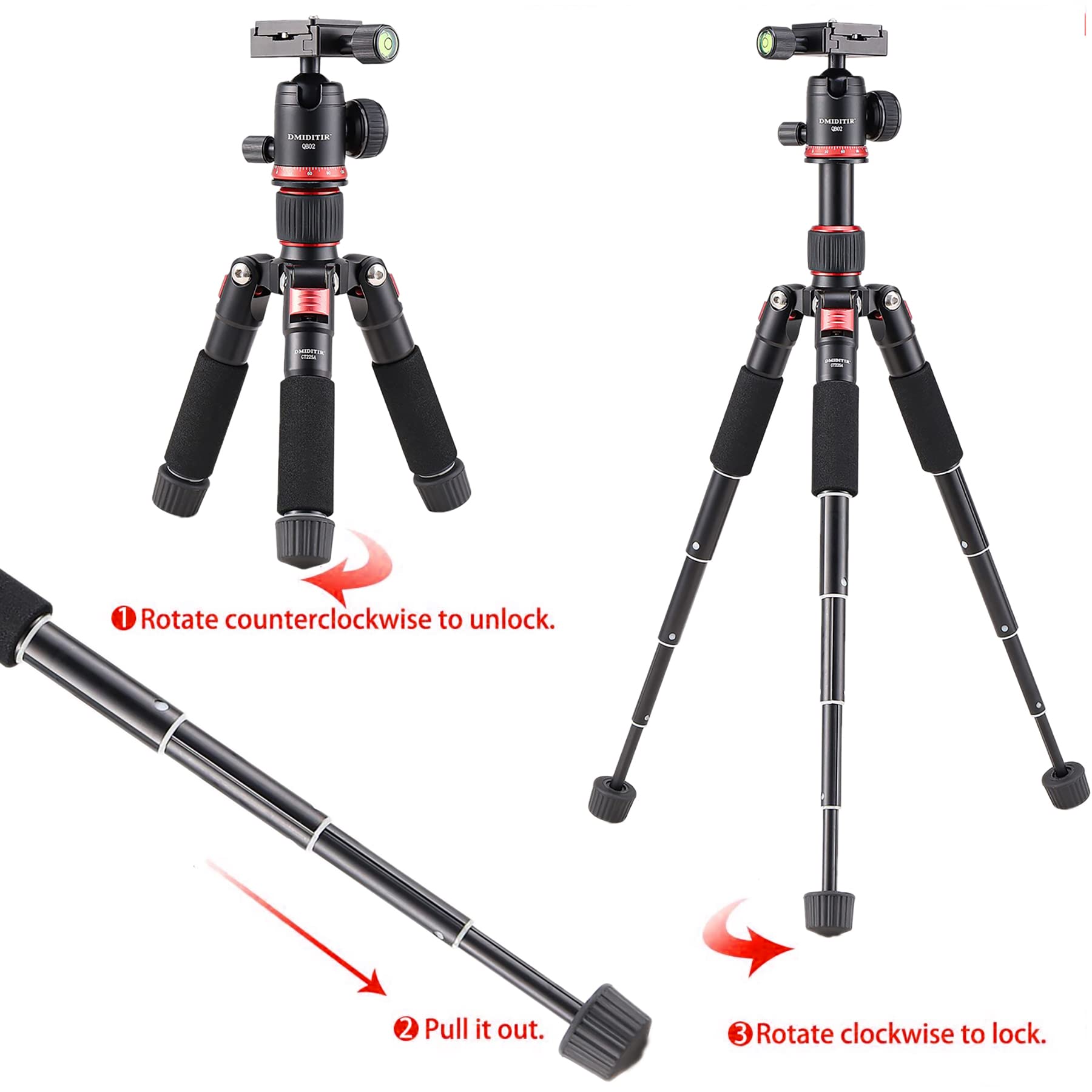 Dmiditir Tabletop Portable Metal Mini Camera Tripod,20" Dslr Aluminum Travel Tripod With 360 Degree Pan Ball Head Load Up To 13.23 Pounds,Compatible With Canon,Nikon,Sony