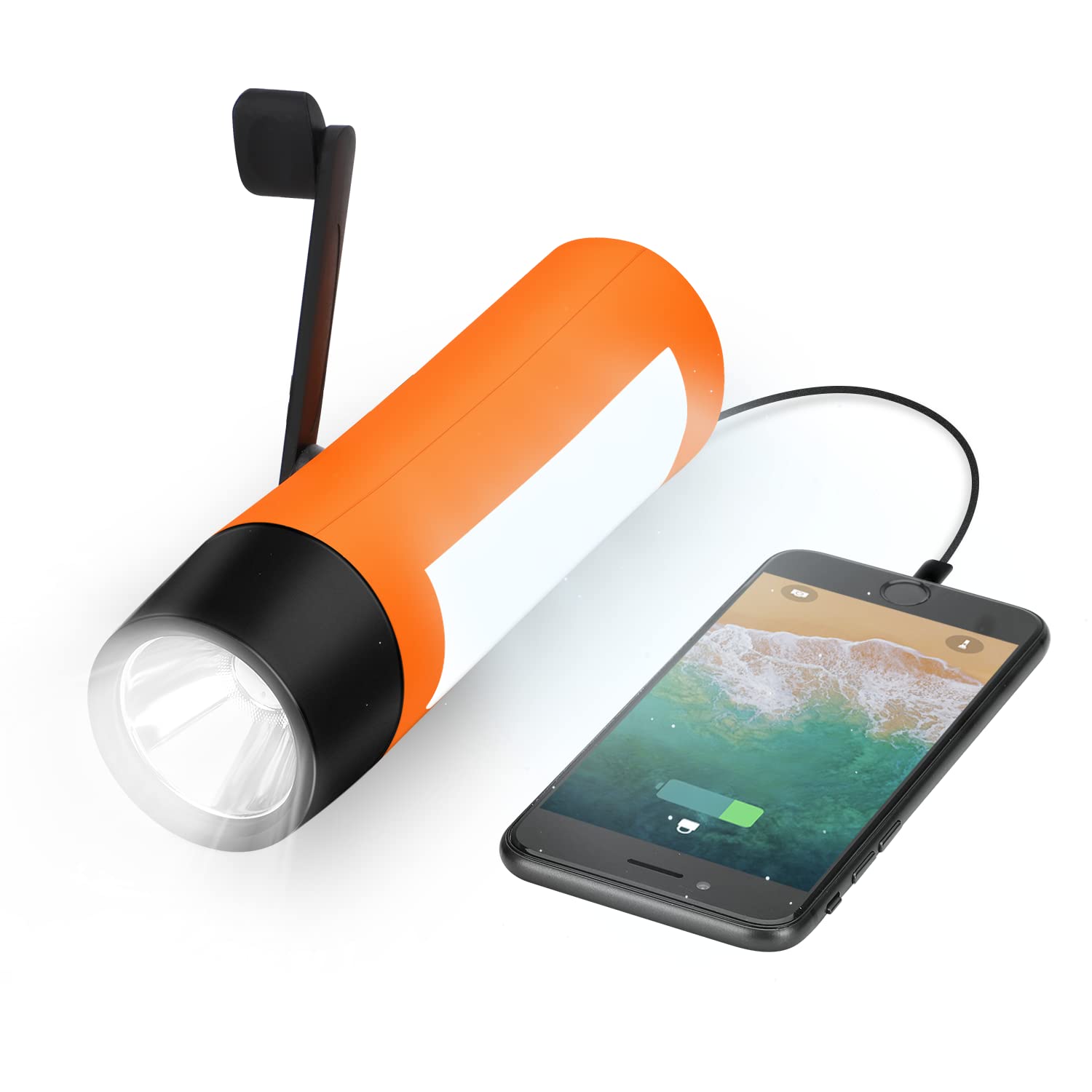 Vfan Rechargeable Hand Crank Flashlight/Generator/Usb Charger For Phone And Emergency Survival Situations (Orange)